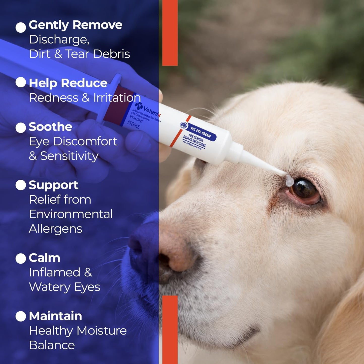 Pet Eye Cream - Natural Gentle Cleansing for Dogs, Cats, Cattle, Sheep, Horse, Bird 10 Gr. 1 Tube