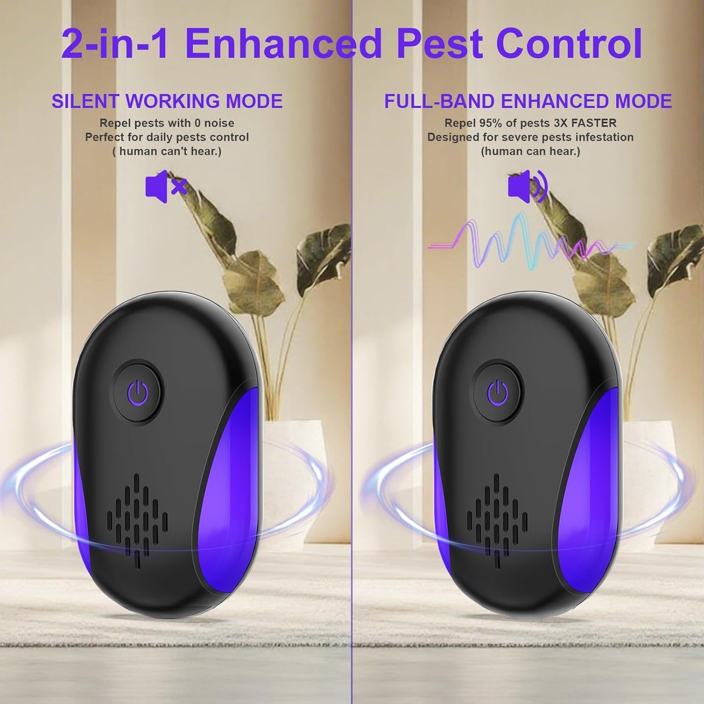 Upgraded Ultrasonic Repeller 6 Pack,Indoor Ultrasonic Repellent, Electronic Plug in Pest Control for Bugs,Mosquito,Roach, Ant, Rodent, Mouse, Spider Repellent for House, Warehouse, Garage