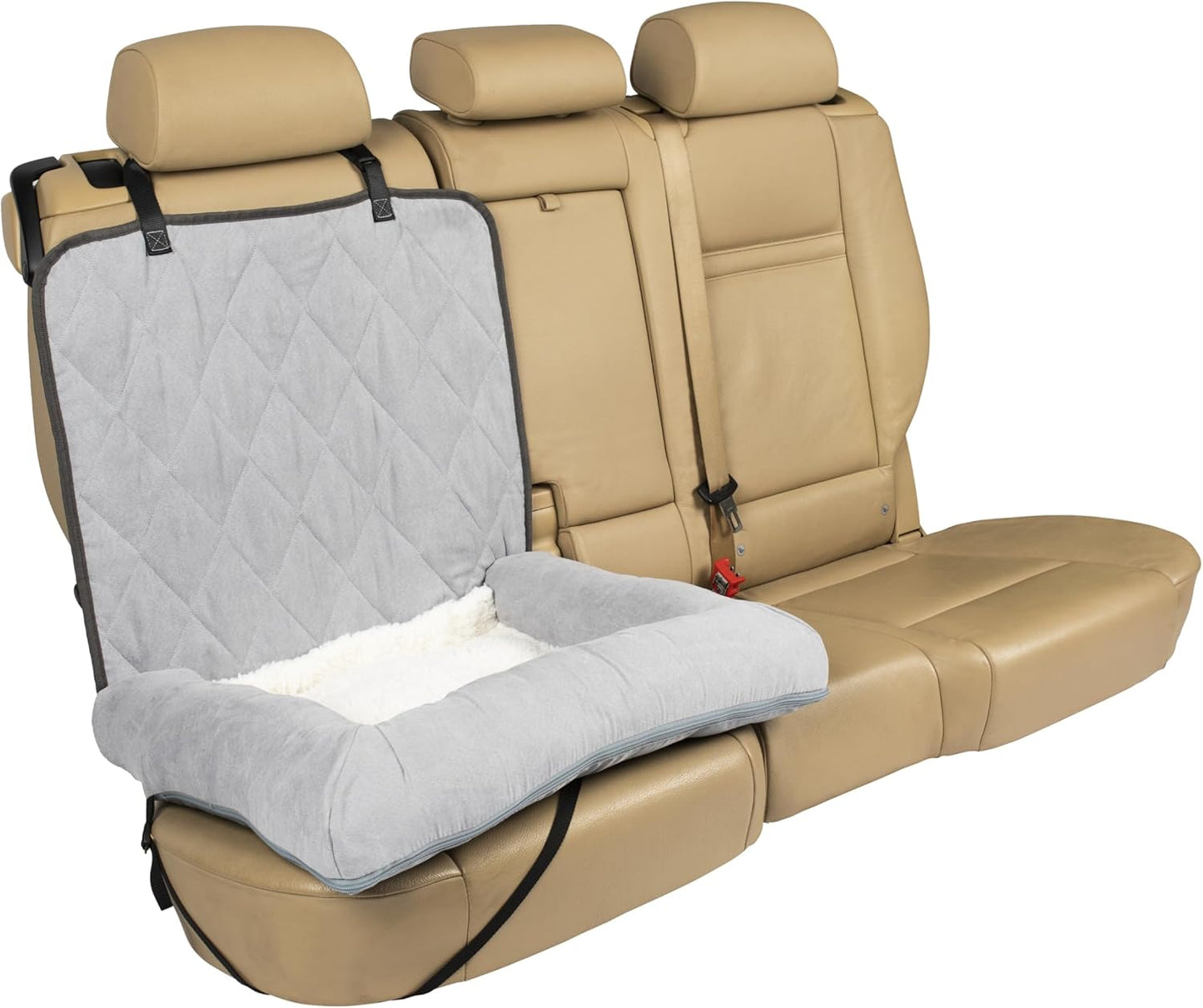 PetSafe Happy Ride Car Dog Bed - Best for Bucket Seats - Fits Cars, Trucks, Minivans and SUVs - Comfortable and Machine Washable - Durable Vehicle Pet Bed - Grey