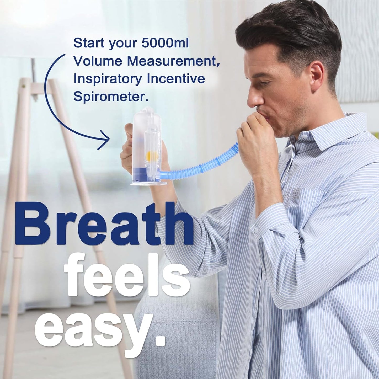Incentive Spirometer Adult, Breathing Exercise Device for Lungs, 5000ml Capacity for Deep Inhalation, Durable Medical-Grade PC Material | Airflow Indicator for Steady Inhalation Practice