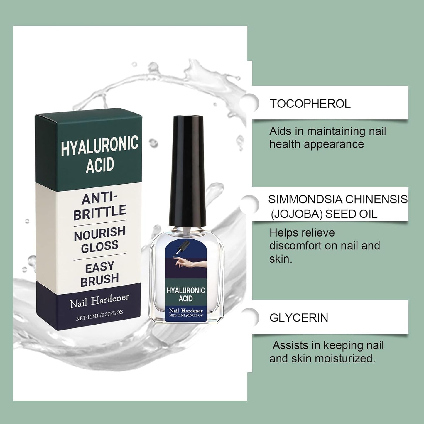 Hyaluronic Acid Nail Care Cuticle Oil, Multi-Purpose Nail Repair, Dry Cuticle Care, Strengthens, Repairs Fast Growth, 2pcs