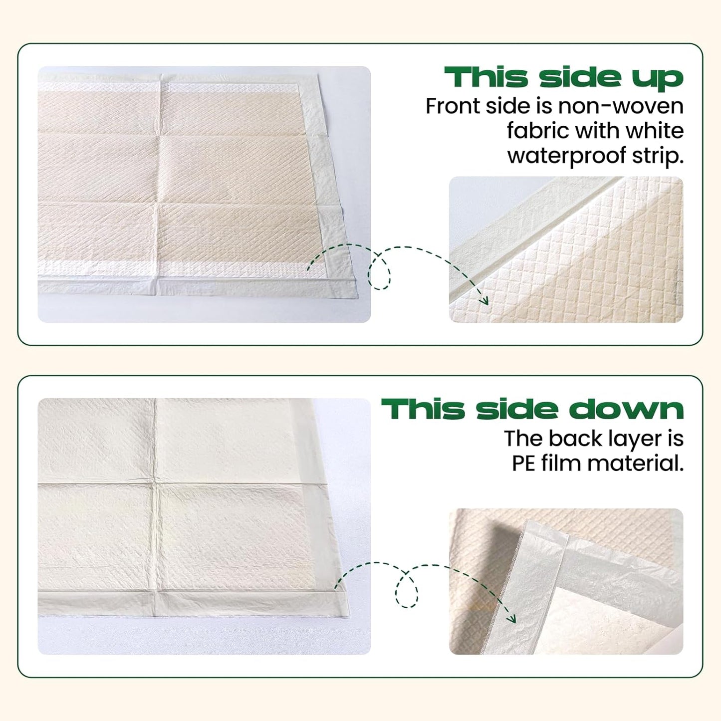 Puppy Pads 100 Count Small 22x22in Bamboo Training Pads Deodorizing Leakproof Quick Drying Dog Pee Pads Super Absorbent Disposable Pee Pads for Dogs Puppies, Doggie, Cats, Rabbits
