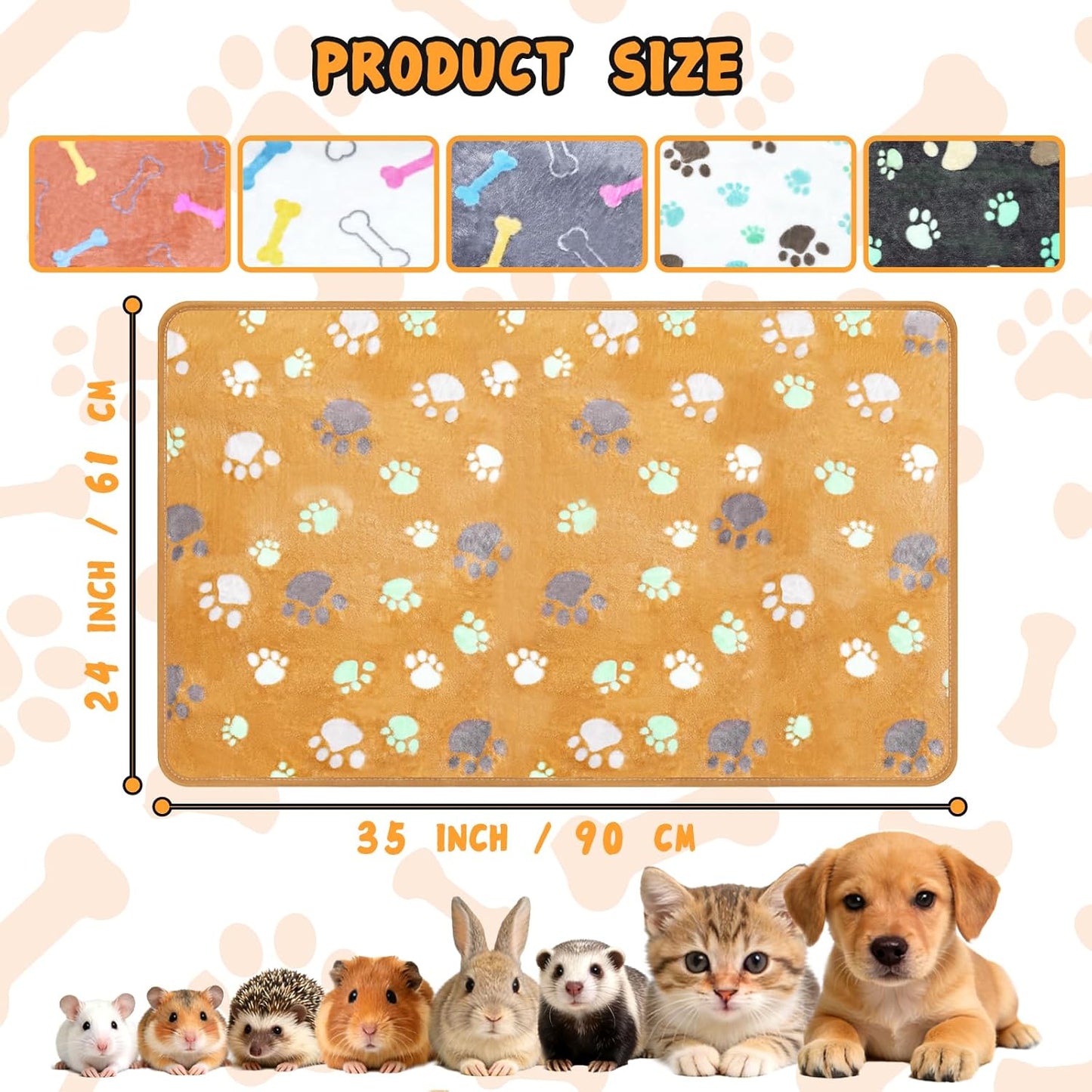 6 Pcs Washable Guinea Pig Blankets Absorbent Small Animal Fleece Bedding Cage Liners Reusable Pet Pee Pad Sleep Mat Pad Cover for Hamster Ferret Rabbit Chinchilla Hedgehog (Grey, 24" x 35")