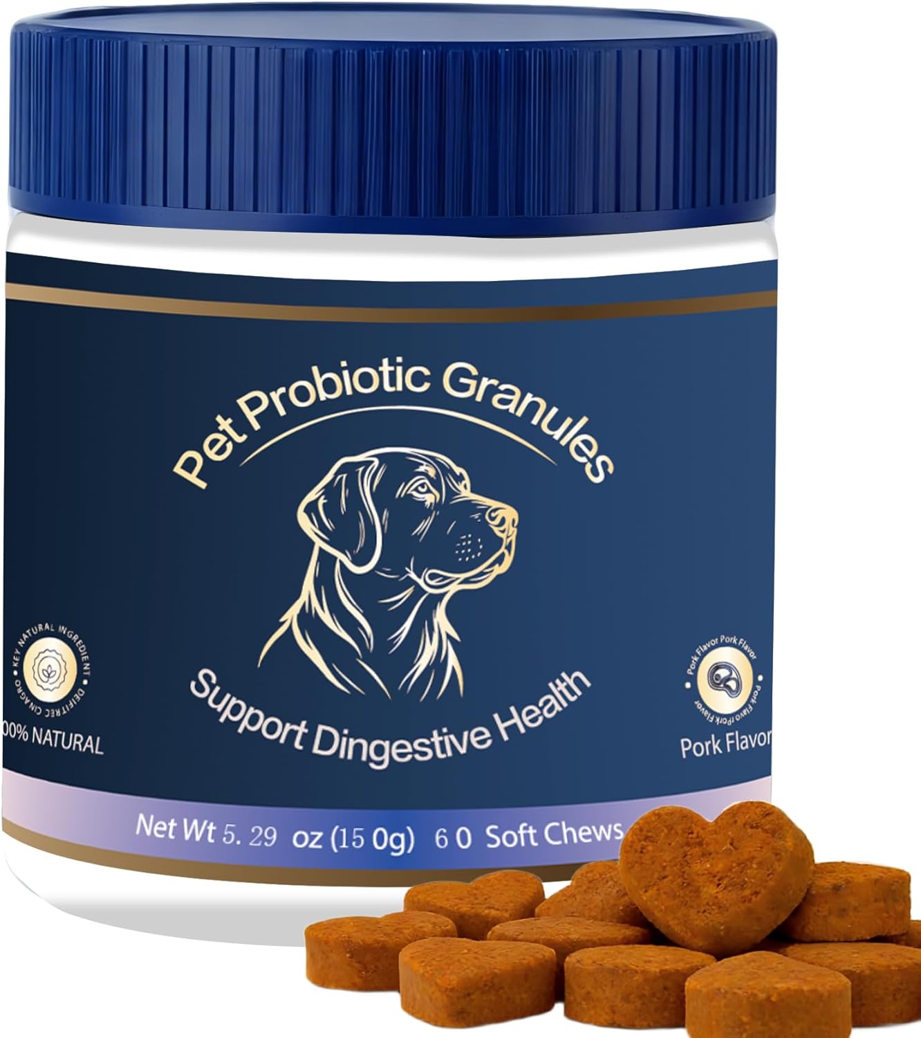 Probiotics for Dogs, Support Gut Health, Occasional Diarrhea, Digestive Health & Seasonal Allergies, Pork Flavor, 60 Soft Chews