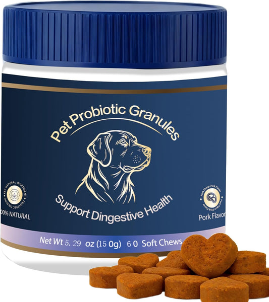 Probiotics for Dogs, Support Gut Health, Occasional Diarrhea, Digestive Health & Seasonal Allergies, Pork Flavor, 60 Soft Chews