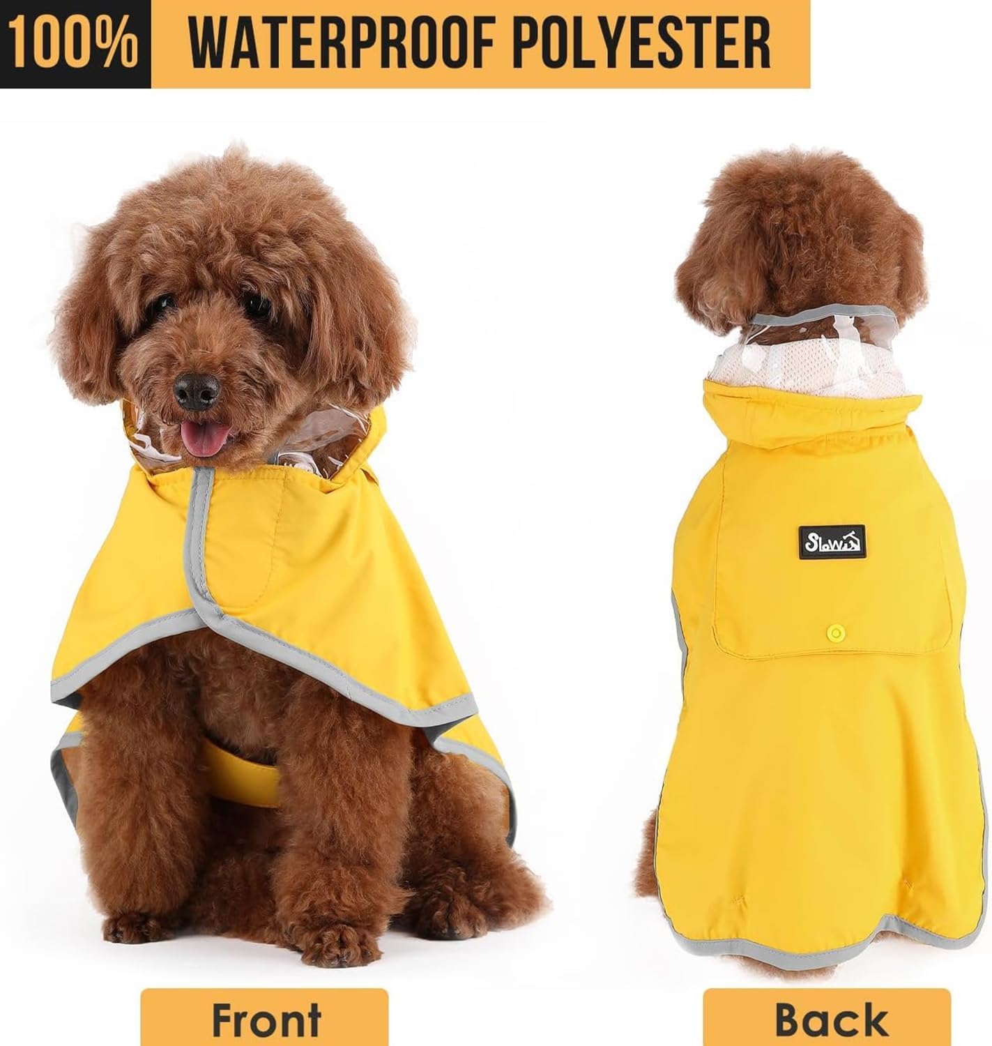 Lukovee Dog Raincoat, Adjustable Dog Rain Jacket with Clear Hooded Double Layer for Large Medium Small Dogs Puppies, Waterproof Rain Coat Poncho with Reflective Storage Pocket & Rim (Y,XL)