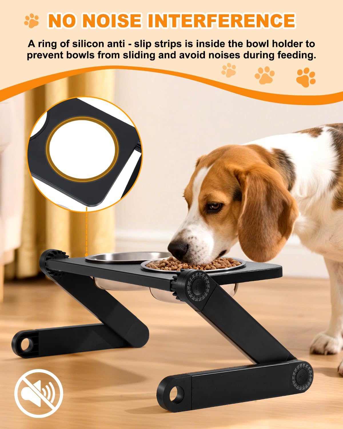 Elevated Dog Bowls with 2 Stainless Steel Plates - Foldable & Adjustable Height Dog Feeder, Ideal for Travel Carrying - Suitable for Small to Medium Dogs, Cats, Pets