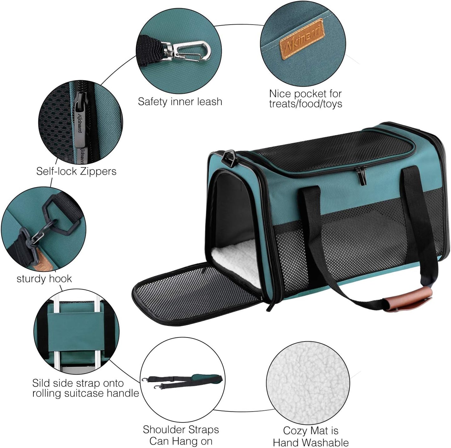 Cat Carrier - Portable Foldable Dog Pet Carrier, Soft-Sided Pet Bag up to 22 Lbs, Airline Approved Travel Puppy Carrier
