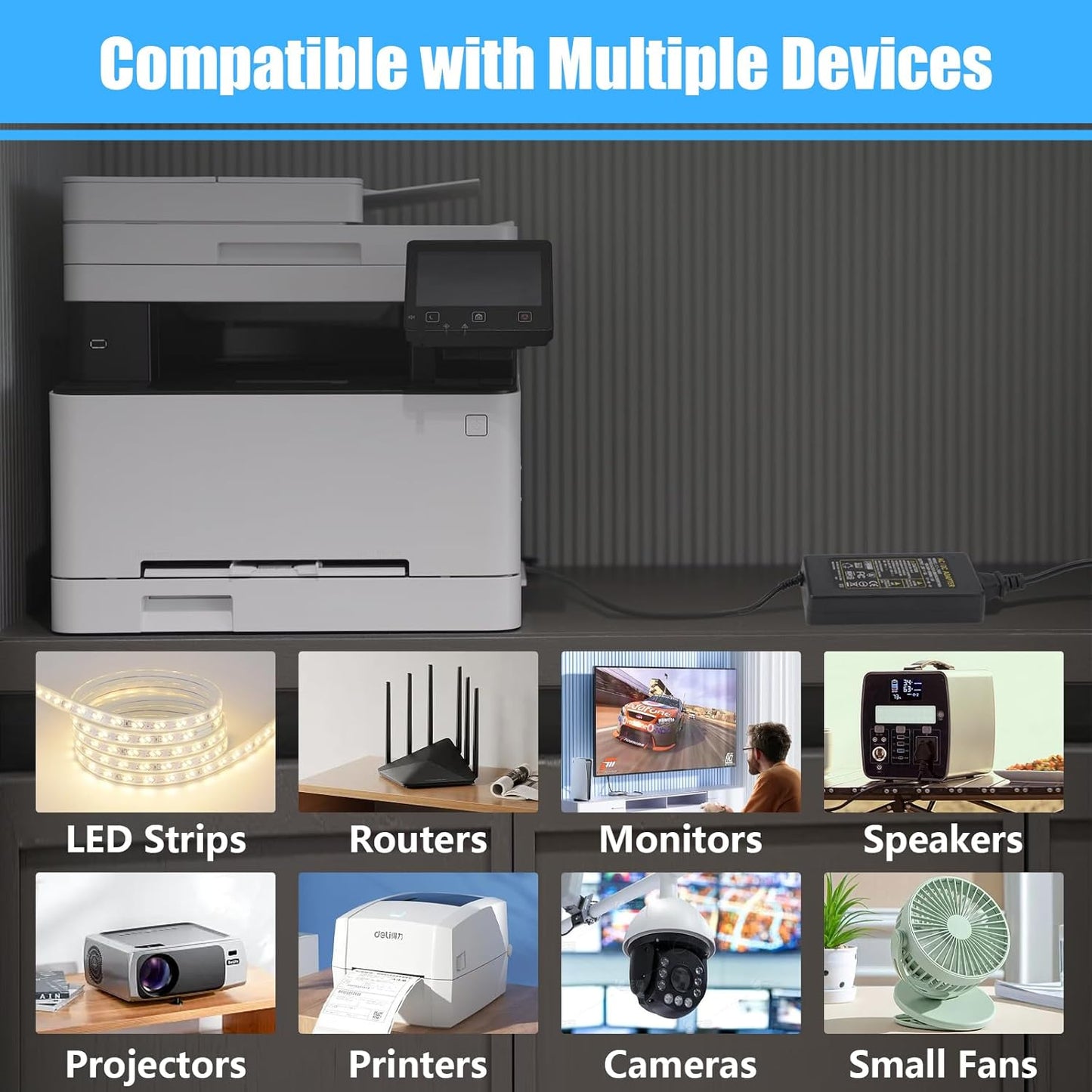 24V 6A DC Power Supply Adapter 144W AOYADAISU Universal AC to DC Power Supply with 5.5mm x 2.5mm&2.1mm Output Jack, 100V-240V 24 Volt 6 Amp Power Converter for LED Strip Light, Router, Cameras