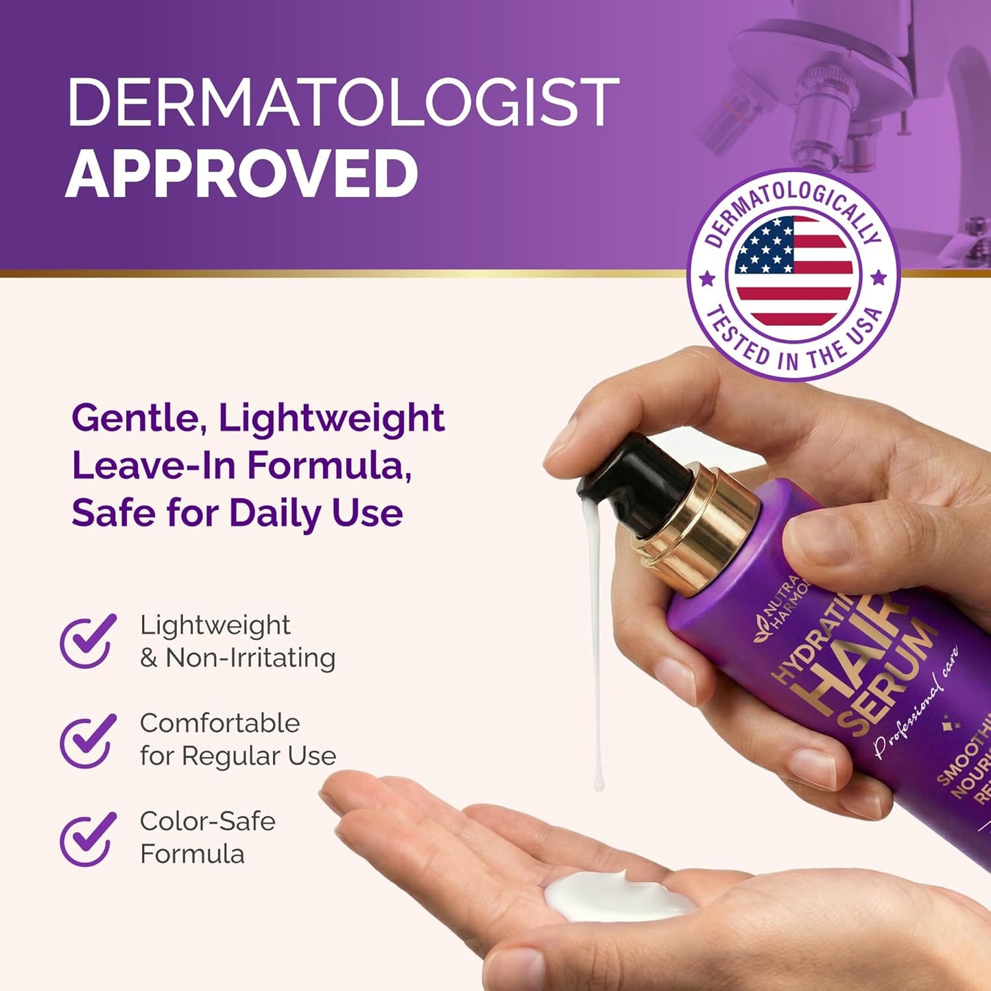 Hydrating Hair Serum for Dry & Frizzy Hair, Lightweight Leave-In Anti-Frizz Treatment, Non-Greasy Split Ends Repair with Keratin, Biotin, Castor & Rosemary Oils, Smooth Shine & Heat Protection, 5 oz