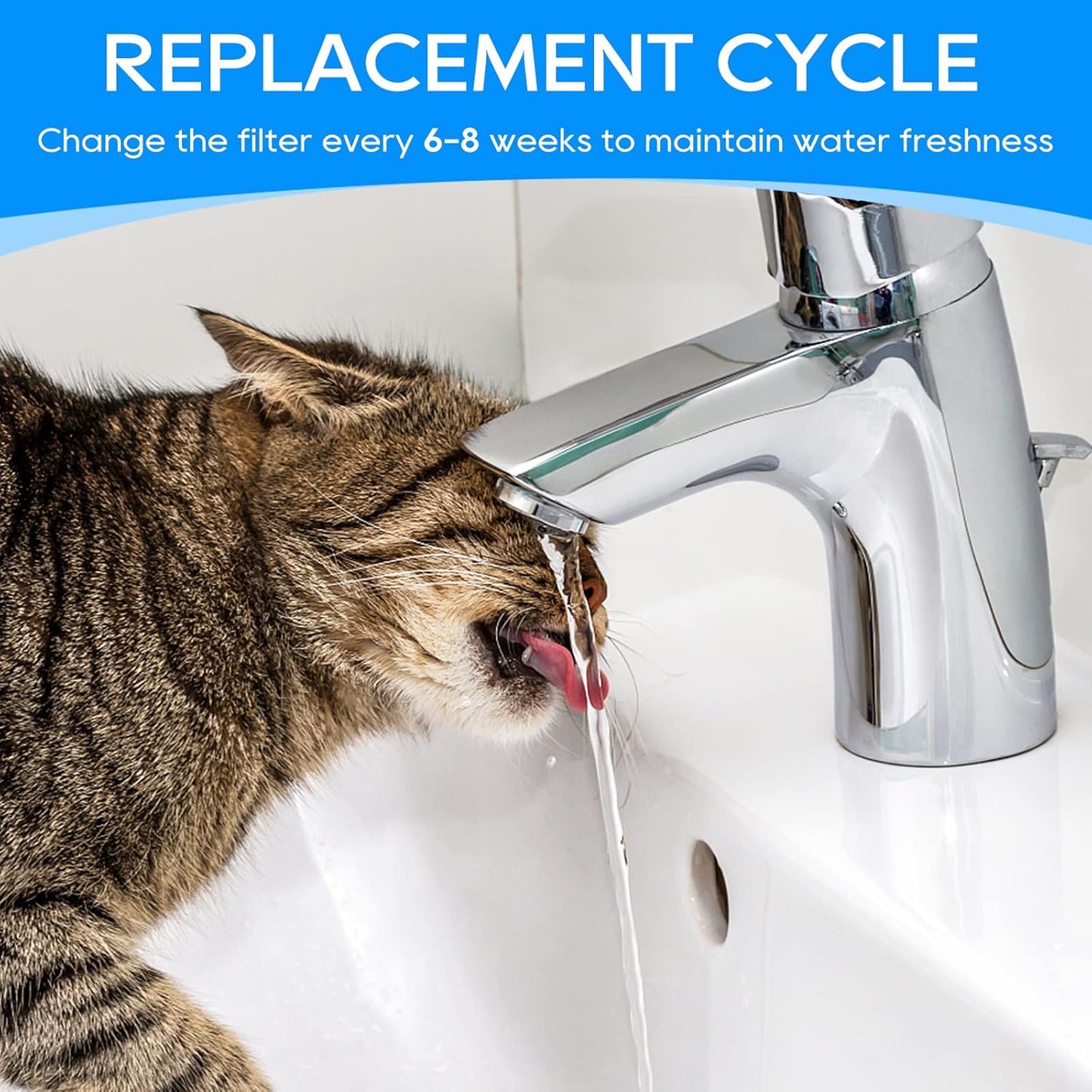10 Pack Cat Water Fountain Filter Replacement Fit for W300&W300B&W500 Water Fountains 67oz/2L & 71oz/2.1L & 118oz/3.5L Automatic Pet Fountain