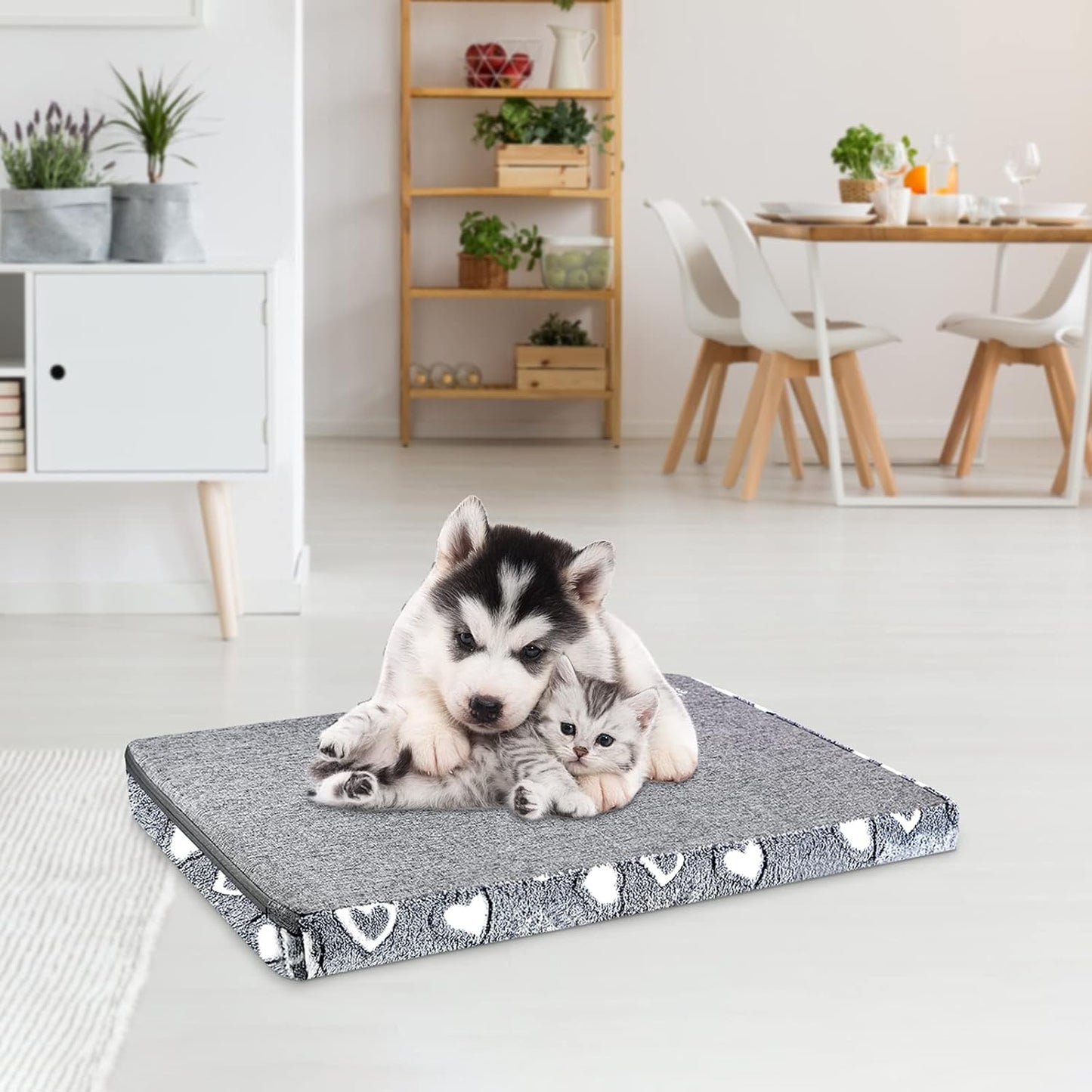 VANKEAN Reversible Cool and Warm Dog Bed Mat for Crates - Stylish Pad With Waterproof Inner Linings and Removable Machine Washable Cover, Firm Support for Small to XX-Large Dogs, Grey