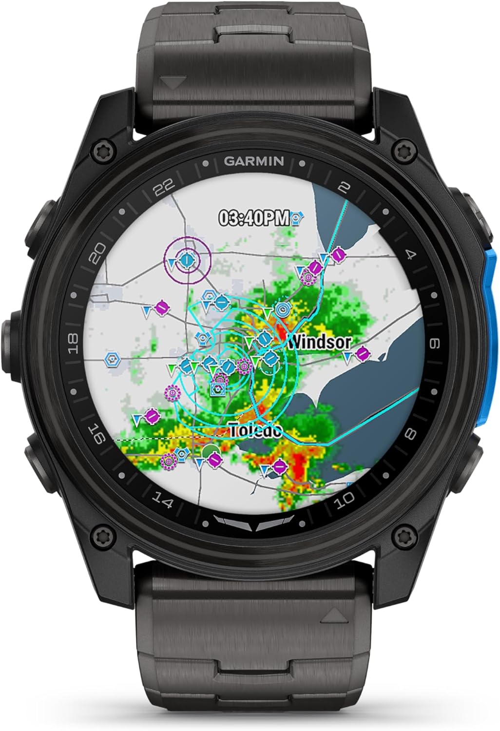 Garmin D2™ Mach 2 – 51 mm, Premium Aviator Smartwatch with GPS, Advanced Flight Maps, LED Flashlight, Built-in Microphone/Speaker for Calls and Texts, Carbon Gray DLC Titanium with Titanium Bracelet