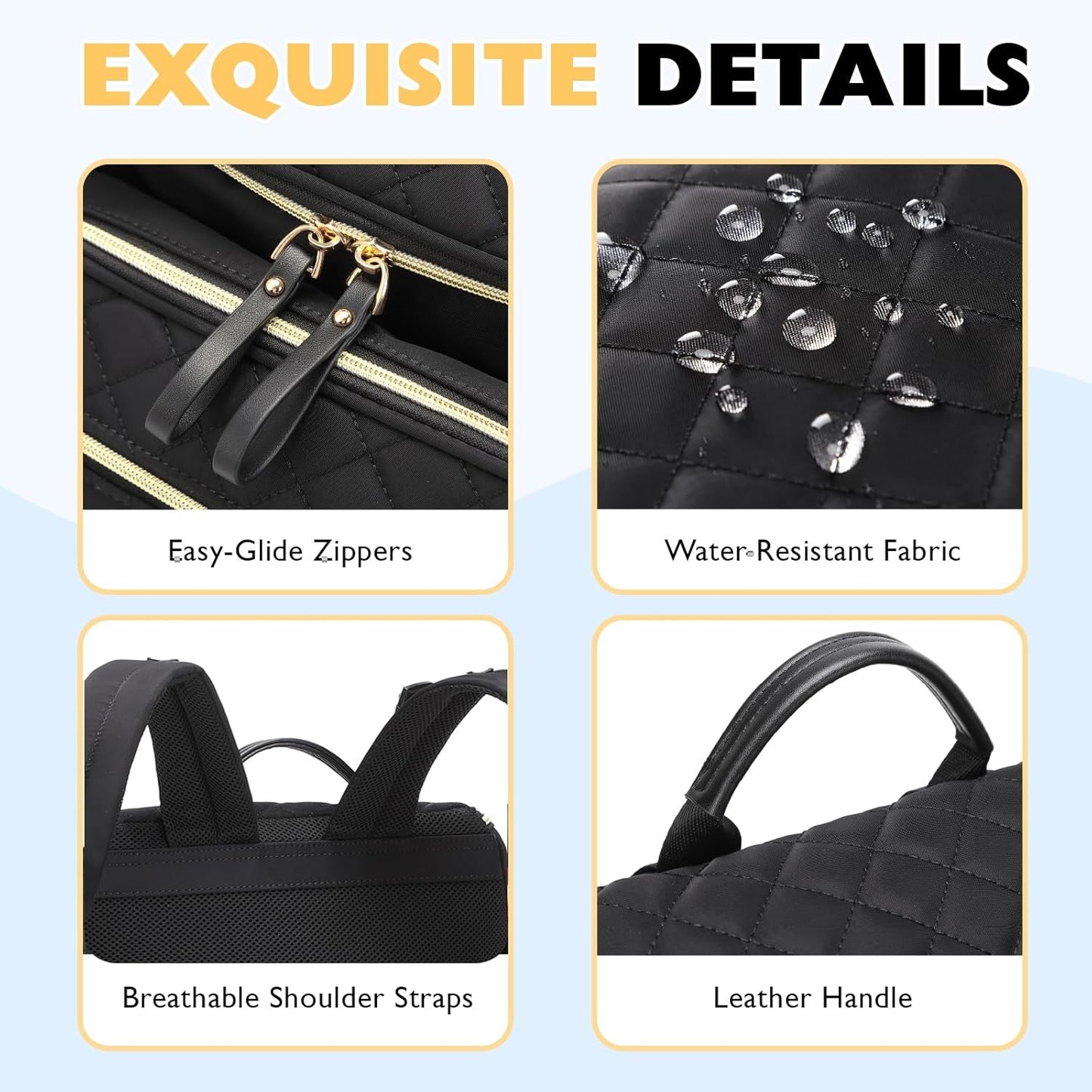 Lightweight Diaper Bag Backpack with Stroller Clips, Insulated Pockets, Baby Shower Essentials (Nylon, Black)
