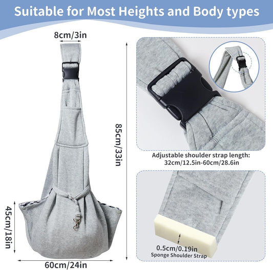 CONLI Small Dog Carrier Sling with Adjustable Strap & Dual Safety - Features Storage Pocket & Detachable Treat Pouch, Hands-Free Pet Sling for Chihuahuas, Yorkies Under 12lbs for Walking, Hiking