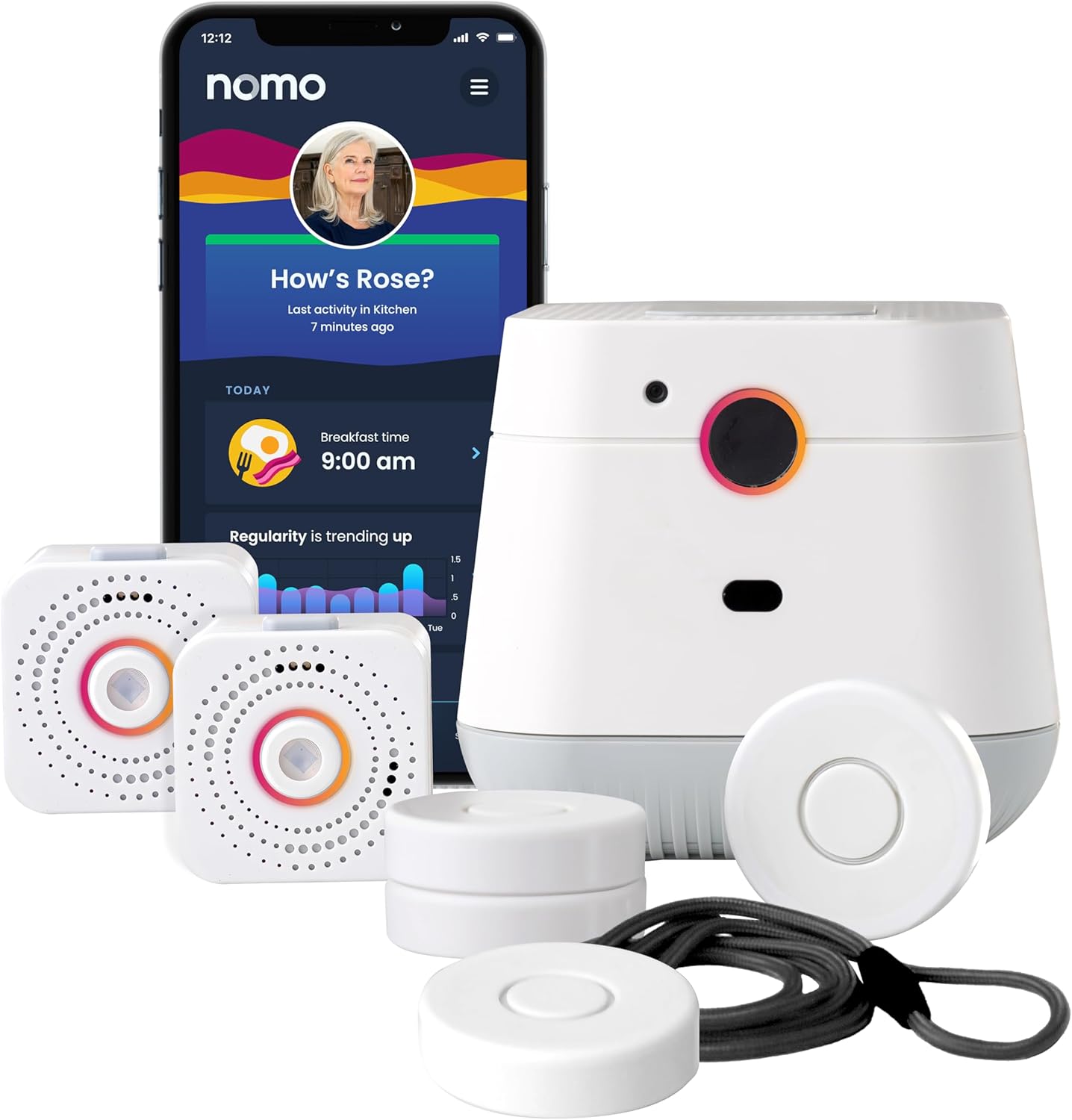 Medical Alert System, Fall Detection for Seniors, WiFi in Home Monitoring Safety System, Emergency Call Button, Custom Fall Alert, Virtual Caregiver, 60-Day Trial, Monthly Subscription