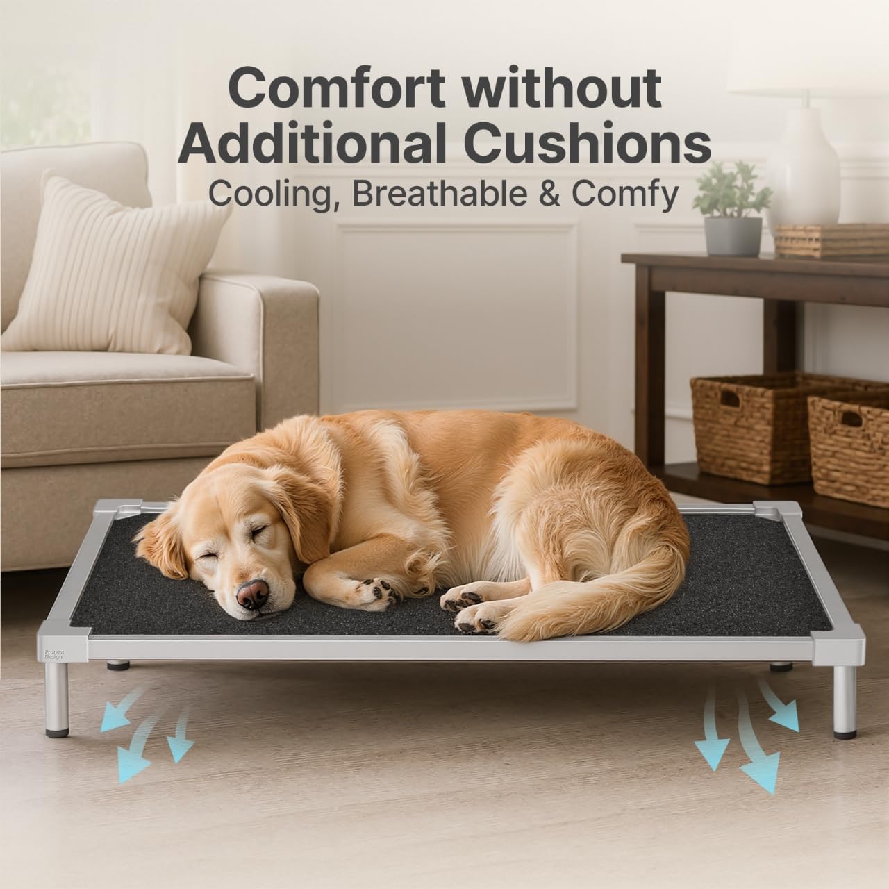 Elevated Dog Bed Medium Size Dog, Chew Proof Aluminum Alloy Heavy Duty Dog Supplies Cooling Raised Pet Cot Indestructible with Anti-Rust Washable Assembly for Crate Outdoor-40.6"x 28.7" x 7"