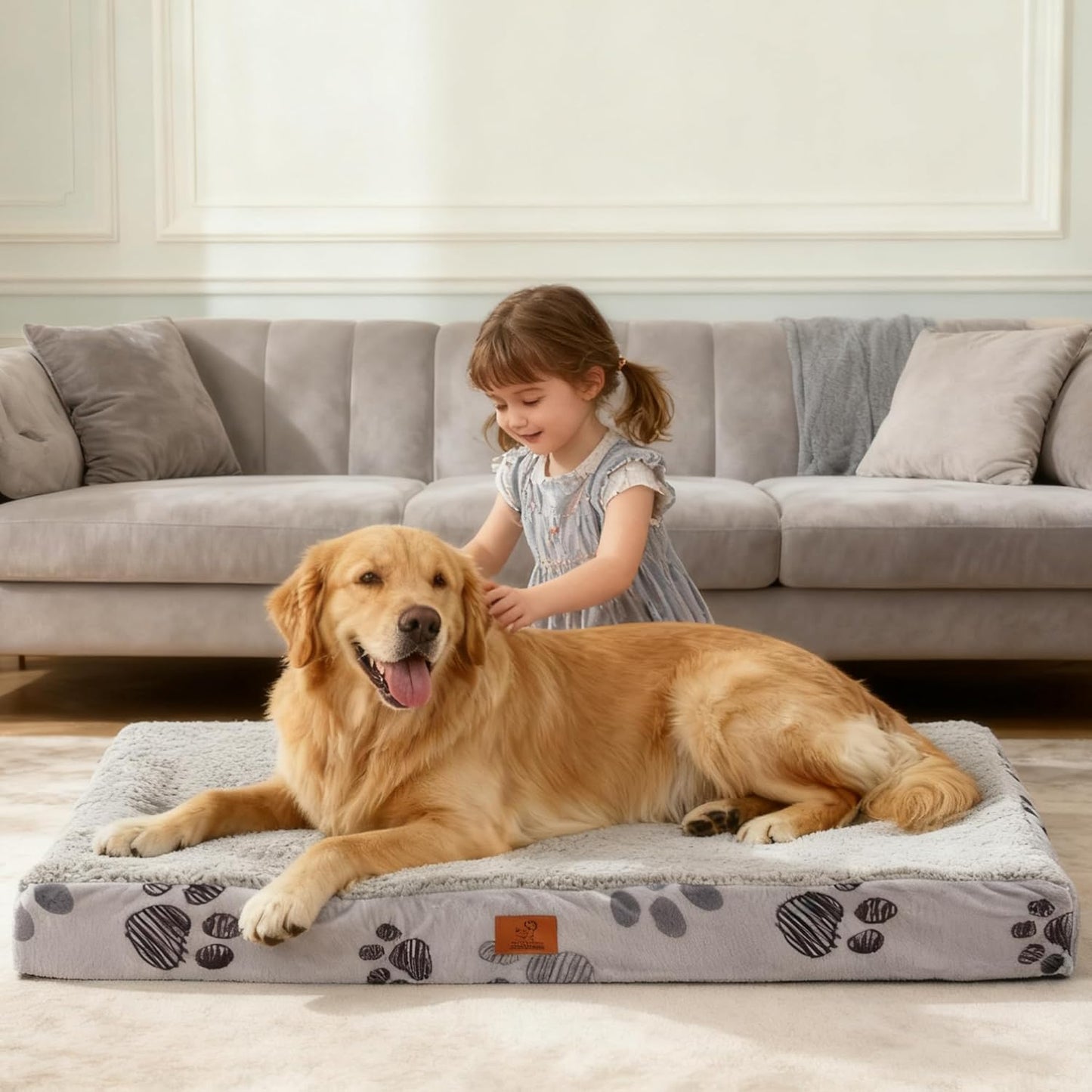Waterproof Orthopedic Dog Bed for Extra Large Dogs 41x27x4 Inch - Egg Crate Foam Pet Crate Bed with Removable Washable Cover, Plush Top Anti-Slip Bed Mat, Chocolate