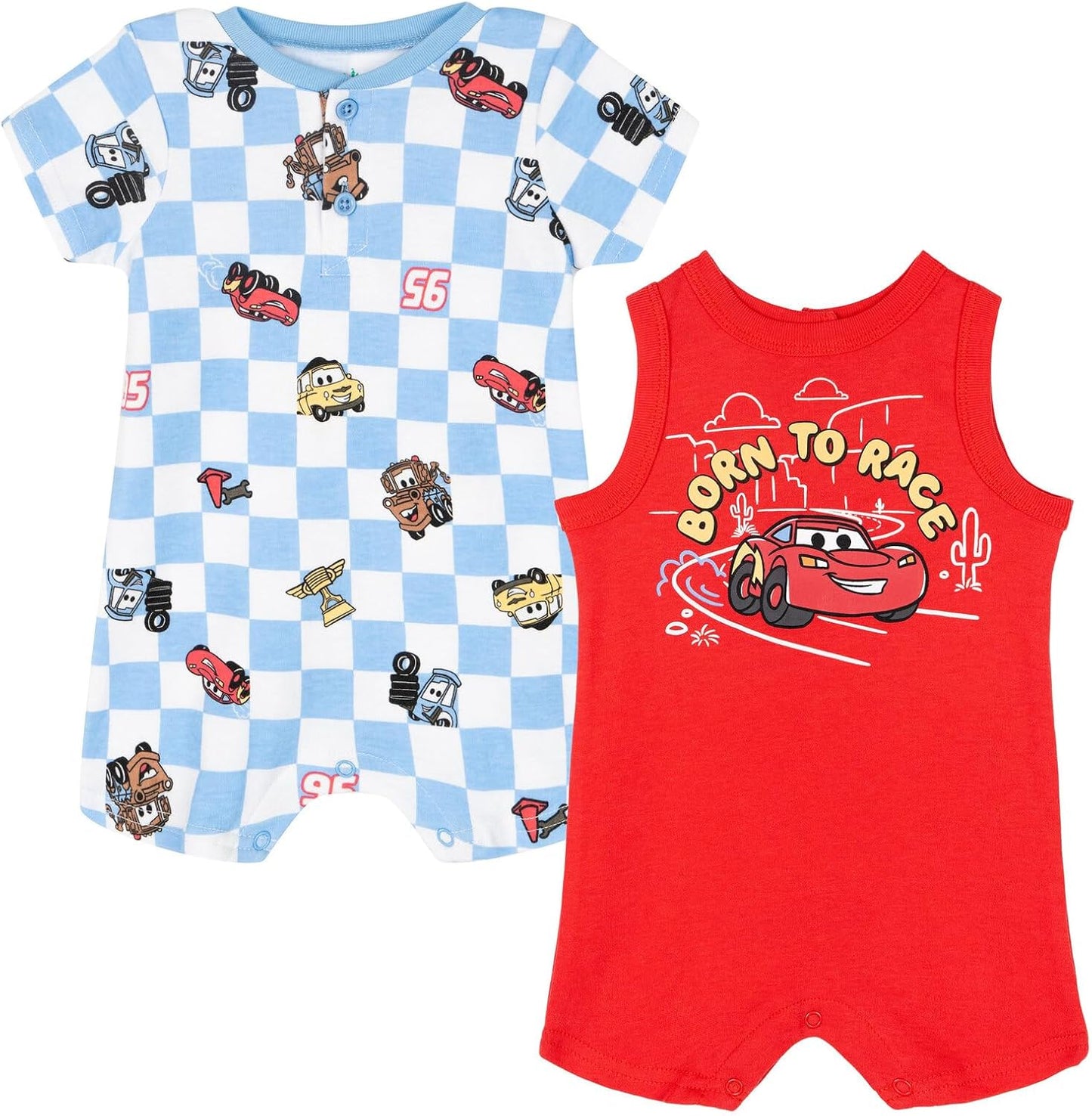 Disney Baby 2 Pack Henley Rompers Newborn to Infant Sizes (Newborn - 24 Months)