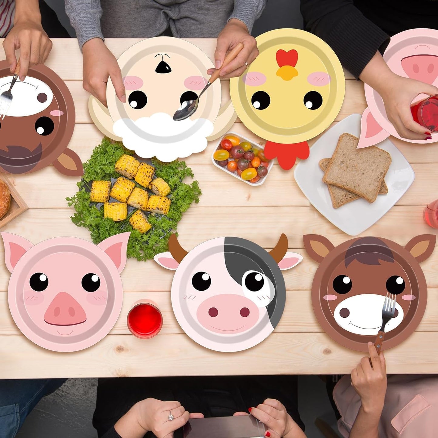 50 Count Farm Animals Party Paper Plates Farm Theme Shaped Disposable Plates Farmhouse Birthday Tableware Animal Cake Supplies for Birthday Baby Shower Farmhouse Fun Barnyard Animals Party Favors