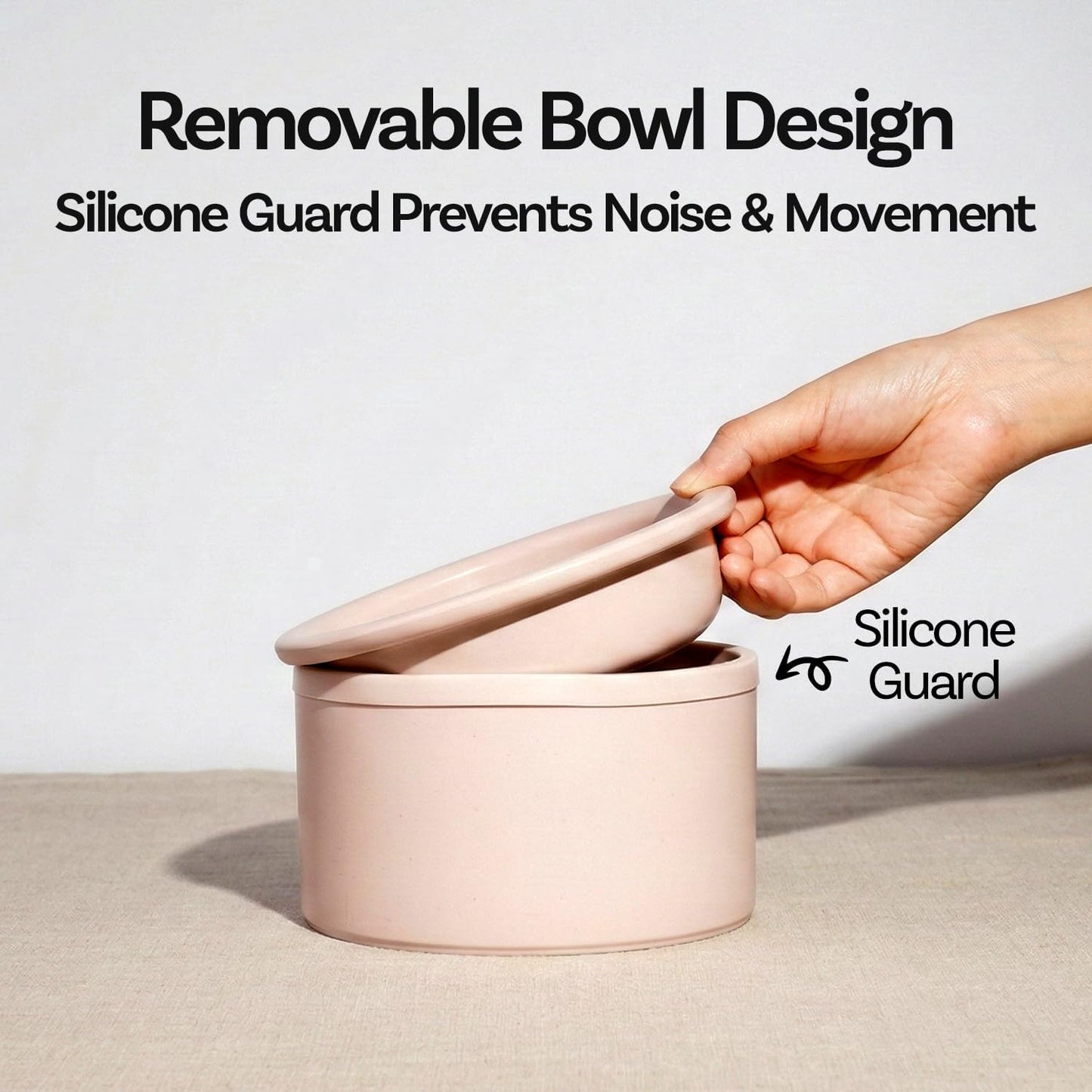 Hello Bowl Elevated Ceramic Cat Bowl with Stand, Raised Whisker-Friendly Feeding Bowl for Cats & Small Dogs, Patented Design, Made in Korea (5.9" H - Pink, Round/Wet)