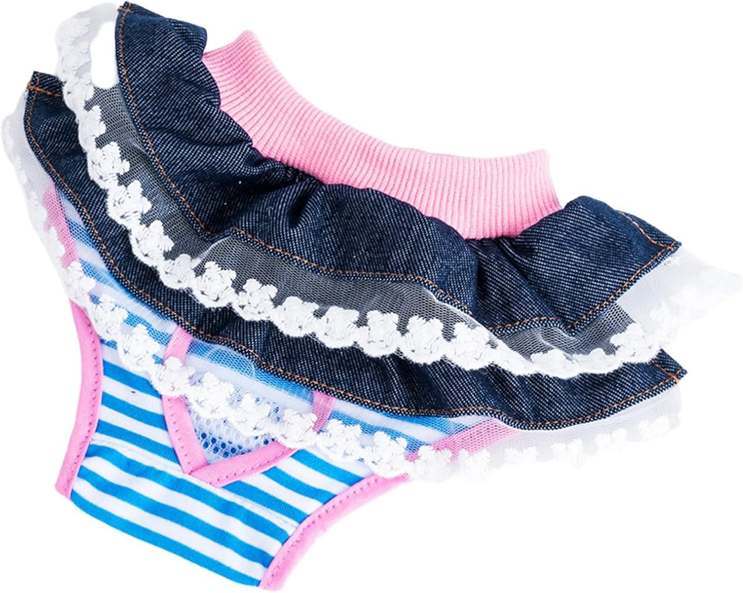 CHICTRY Soft Breathable Dog Nappies Female Reusable Washable Puppy Sanitary Pants Adjustable Elastic Waist with Leak Guard Denim Blue Medium