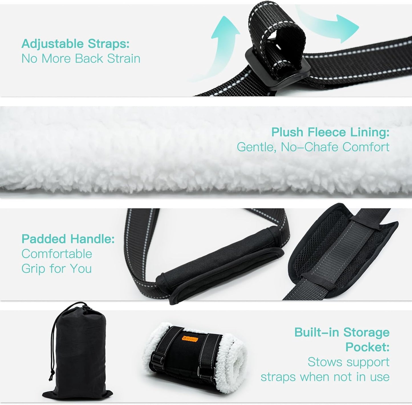 LumoLeaf Dog Lift Harness Sling for Back Legs, Adjustable Rear Leg Support & Mobility Aid, Hip Support for Senior/Disabled Dogs, Soft Fleece Lining, Padded Handles, for CCL/ACL Surgery (Black, Large)