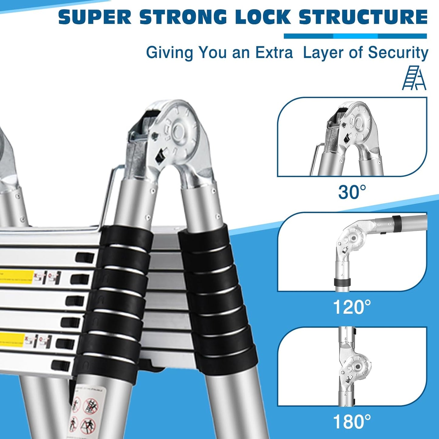 16.5 FT A Frame Telescoping Ladder, Adjustable Multi-Purpose Collapsible Extension w/Balance Bar & Wheels, Heavy Duty 330 lbs Max Capacity, Ideal for Home and Outdoor Work, Silver