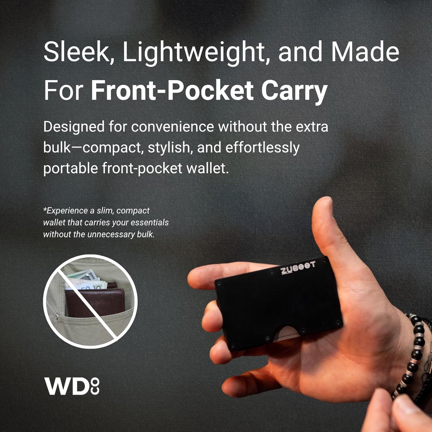 Aluminum RFID Wallet for Men – Slim Black Metal Front Pocket Card Holder with Built-In Cash Clip – Durable, Lightweight Minimalist Wallet for Everyday Carry (Black, Holds 16 Cards)