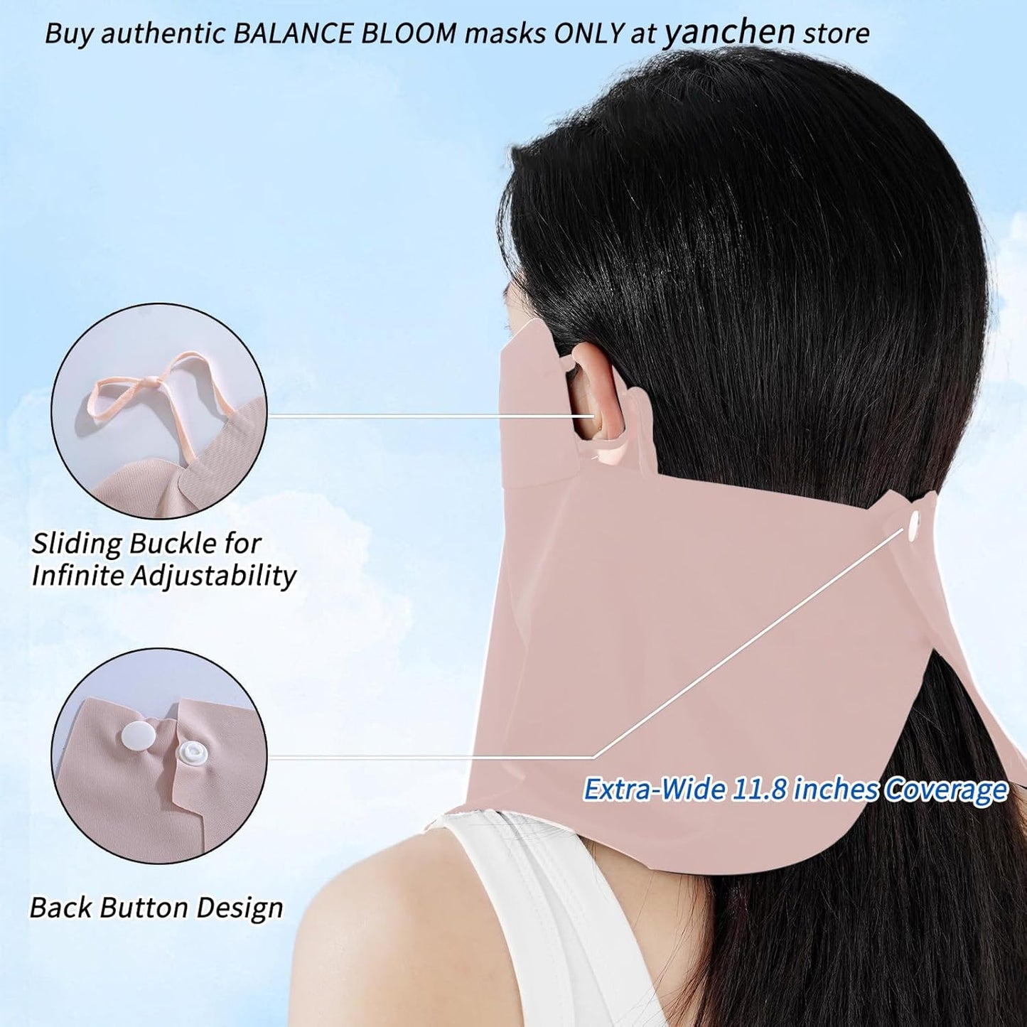 UV Sun Protection Face Mask with Neck Coverage UPF 50+ Face Shield Breathable Design for Summer Outdoor Activities