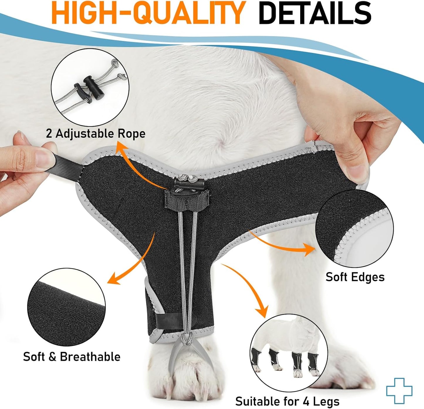 Supet Knuckling Brace for Dogs, Comfortable Foot Splint, Ankle Brace Back Leg for Toe Dragging Cause by Myelopathy, Sciatic Nerve Insufficiency & Herniated Disc (Black, M)