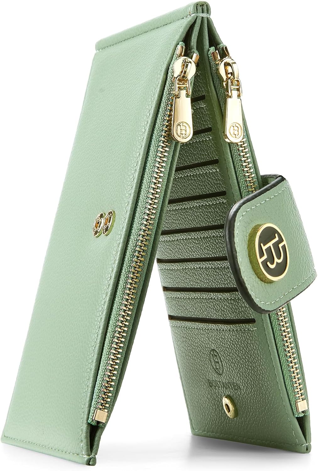 BOSTANTEN Leather Wallets for Women Large RFID Blocking Slim Bifold Purse Card Holder with Zipper Pocket