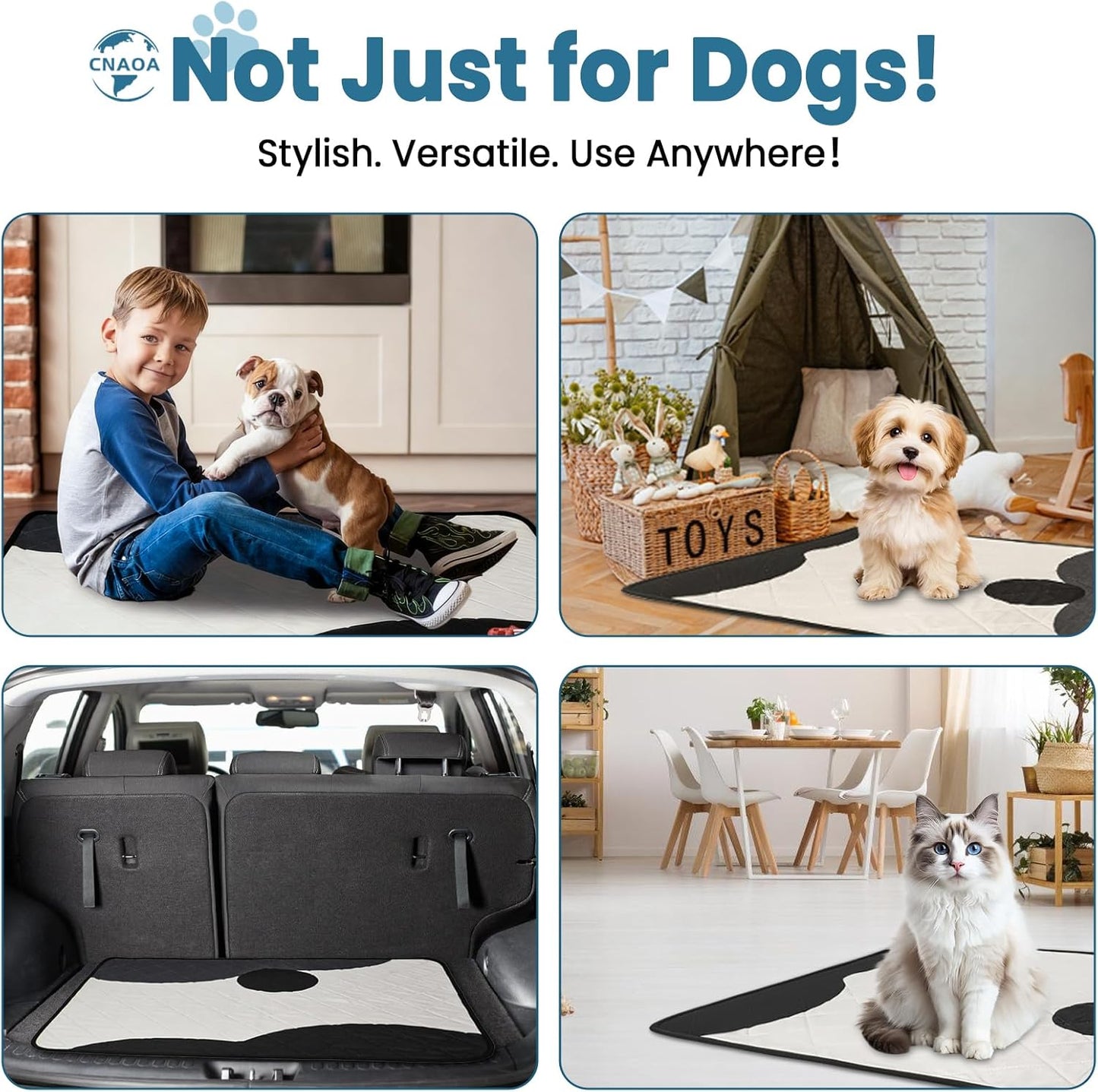 Washable Pee Pads for Dogs 2 Pack 24x24 in - 5 Layer Reusable Puppy Pads, Super Absorbent, Waterproof, Leak Proof Non-Slip Training and Whelping Pet Pee Pads for Crate, Playpen, Potty