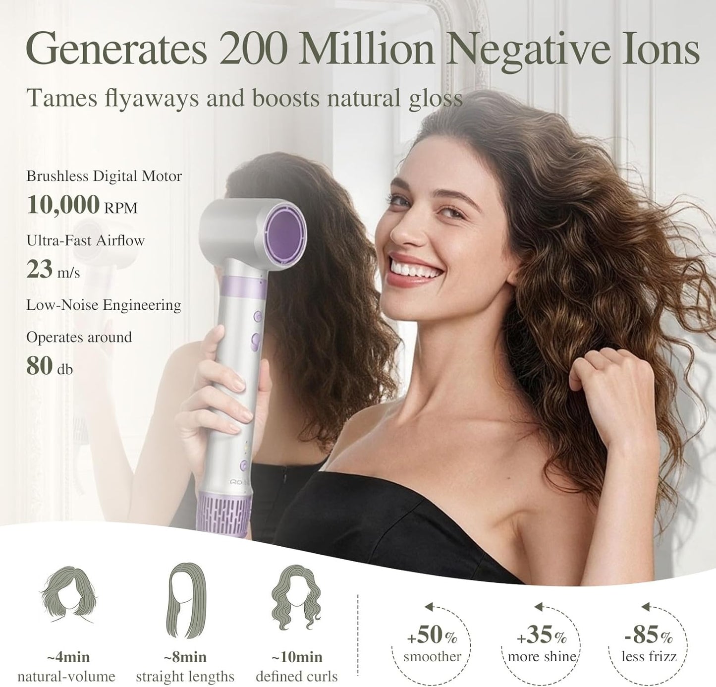 5 in 1 Hot Air Styler- 110,000 RPM Ionic Straighter, High Speed Hair Dryer, Volumizer & Auto-Wrap Curlers, Frizz-Free Styling Tool, Hair Styler Gift Set with Travel Bag