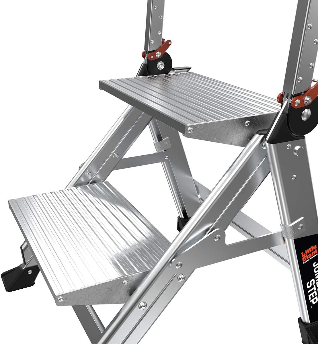 Little Giant Ladders, Jumbo Step, 2-Step, 2 foot, Step Stool, Aluminum, Type 1AA, 375 lbs weight rating, (11902), Silver