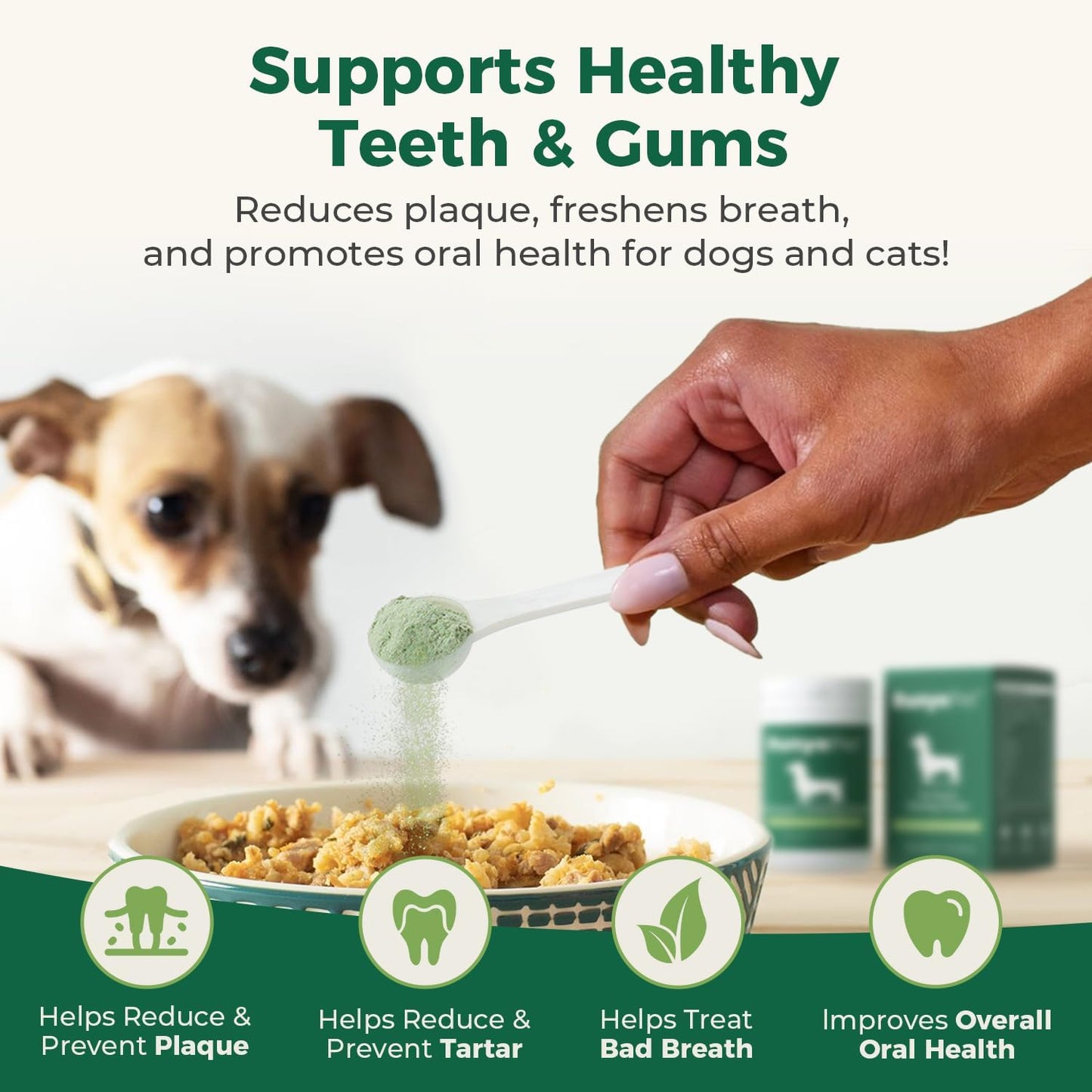 Dog Dental Powder, Plaque Off Pet Tooth Cleaning lab co - Bad Breath & Tartar Remover for Dogs, Dog Teeth Cleaning Powder and Cats Breath Freshener (1)