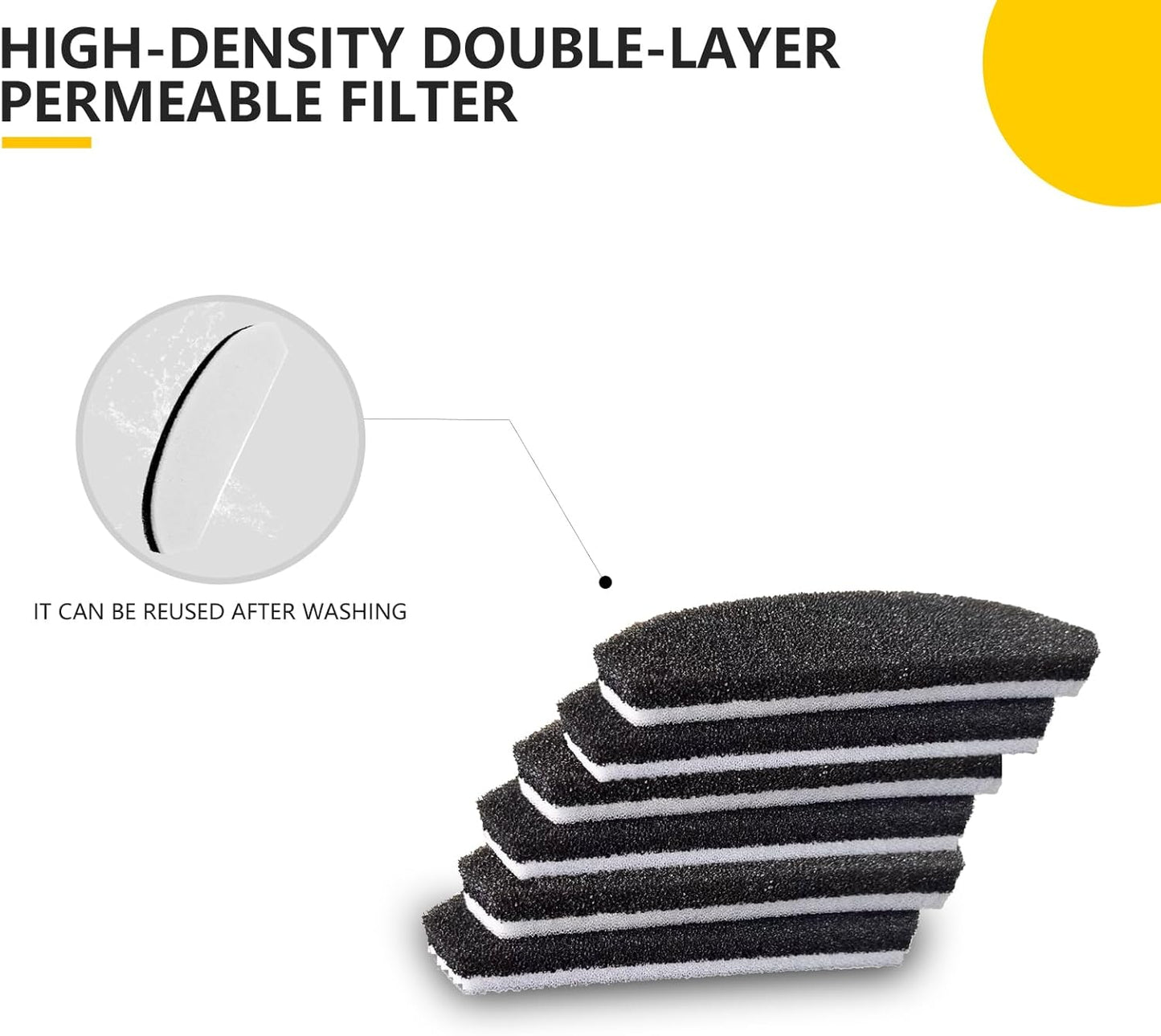 6 Pack Replacement Filters for 2.3gal/300oz Dog Water Fountains Multi-layer Filtration Including a Sponge Layer Ion Exchange Resin Layer and Activated Carbon Layer