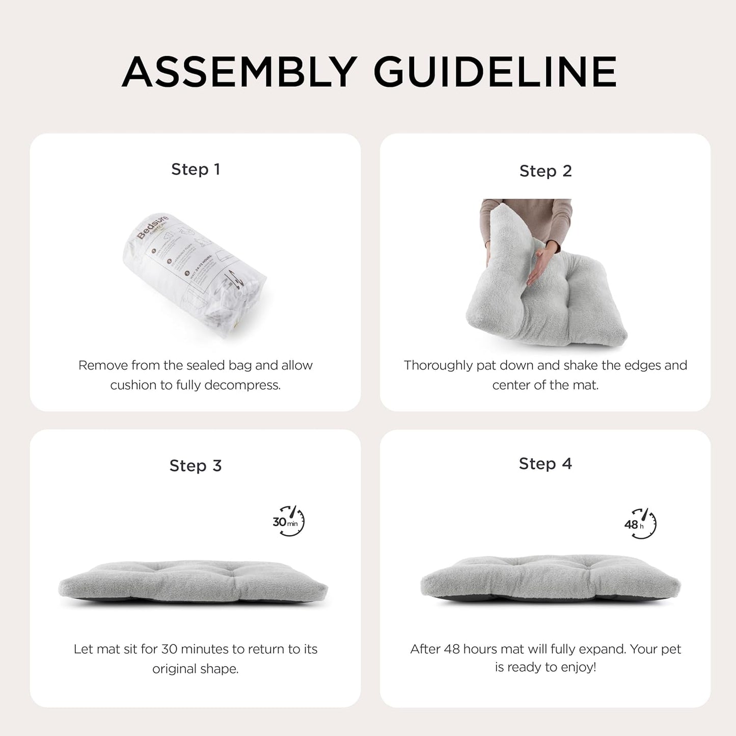 Bedsure 엑스트라 대형견을 위한 세탁 가능한 XL 강아지 침대, 편안하고 푹신한 플러시 반려동물 베개 침대 켄넬 패드, 미끄럼 방지 바닥, 세탁기 세탁 가능한 반려동물 수면 매트, 104.1 x 68.6cm(41 x 27인치), 브라운