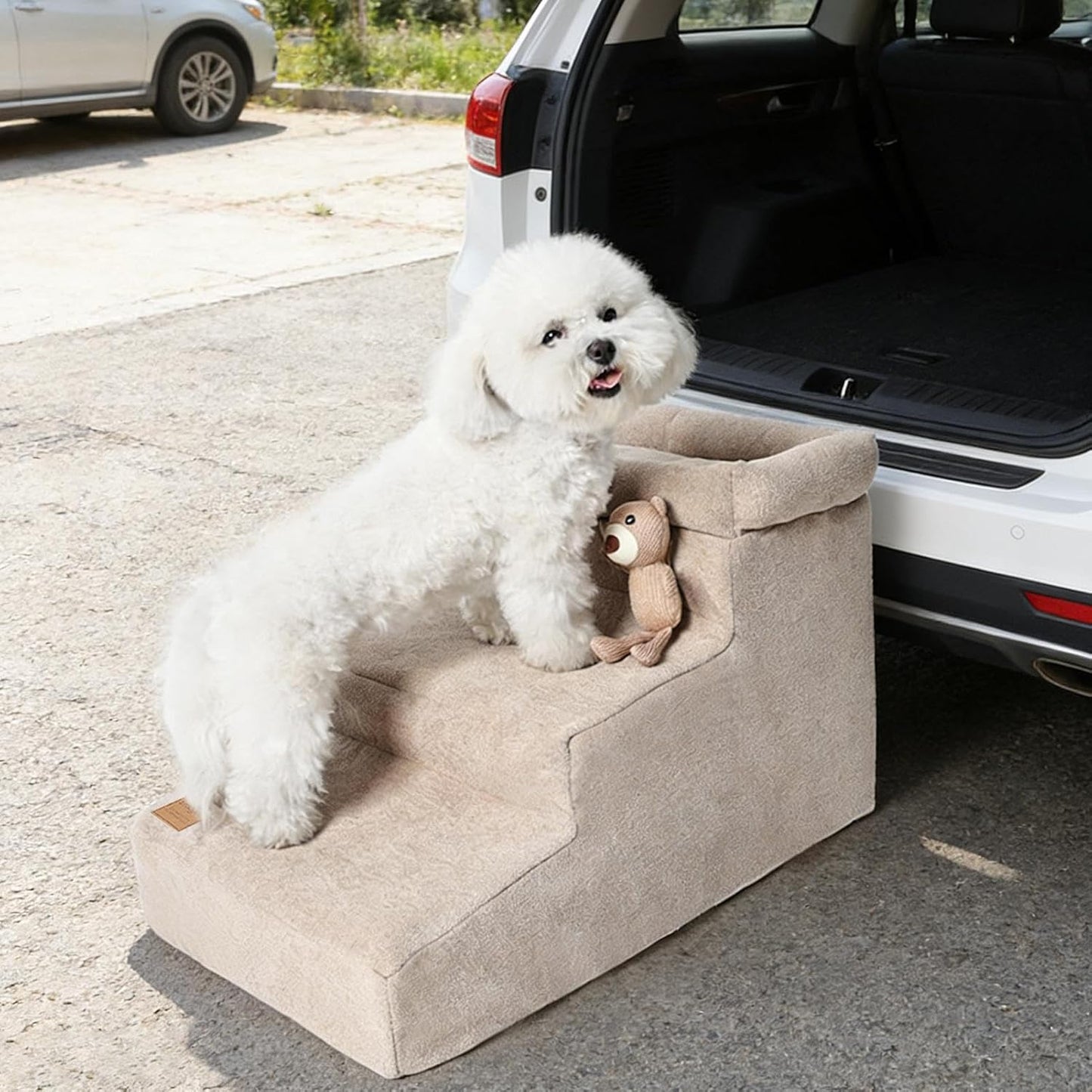 Kitten Sofa Ladder Pet Stairs for Cats Small Dogs - Anti-Slip Fleece Polyester Pet Step Stool for Sofa Bed Windowsill Recovery Apartment Office Easy Access Comfortable Safe 60x35x37cm