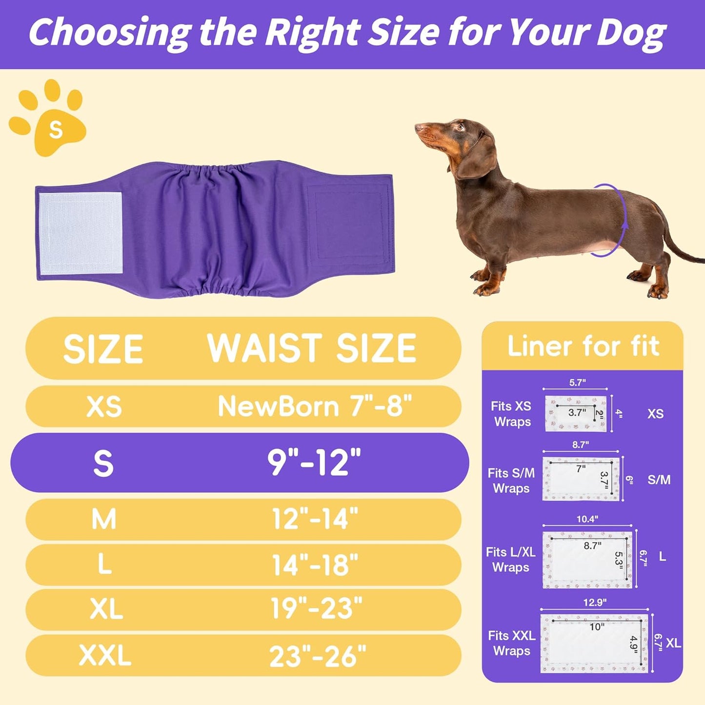 MICOOYO Male Dog Belly Bands Washable, Reusable Dog Diapers Male, Doggy Diapers for Puppy Training, Incontinence, Marking, S, Pack of 3