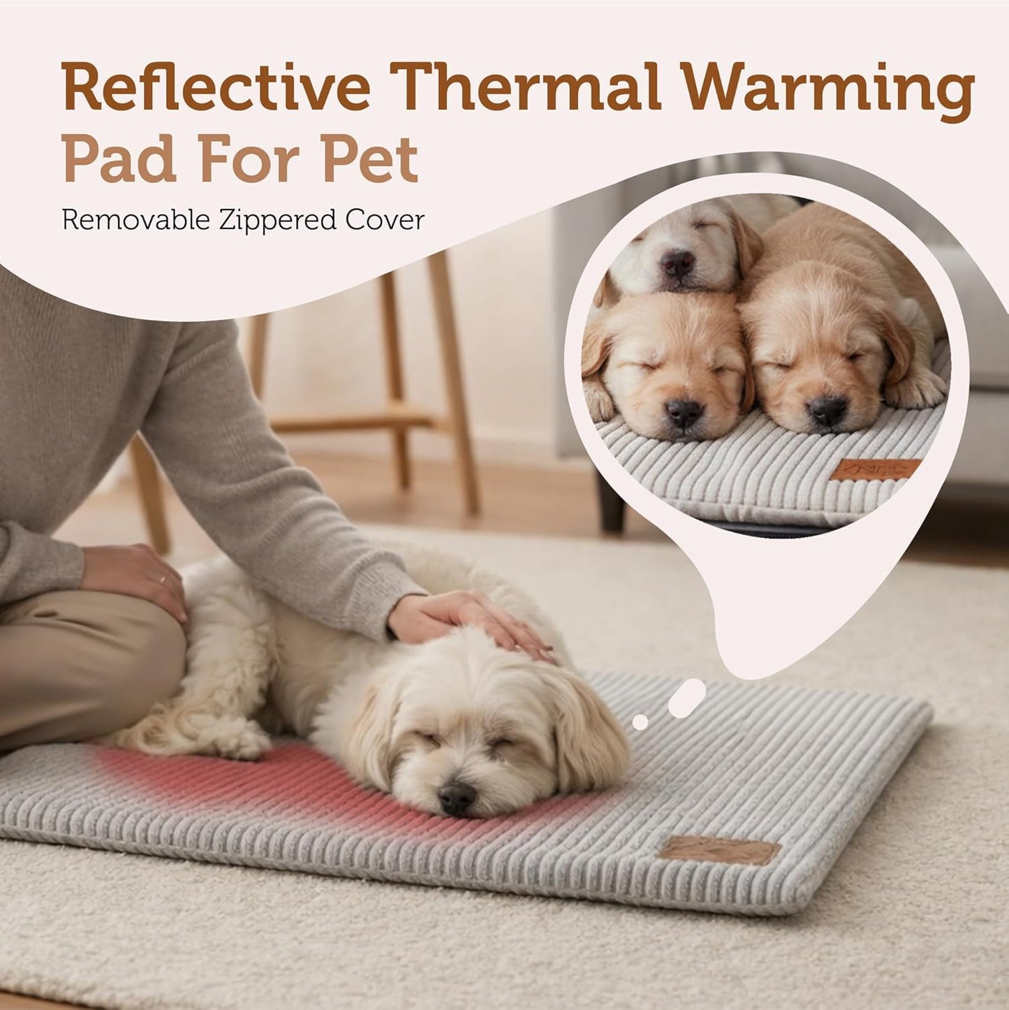 Nona Pelona Cat Heating Pad, Self Warming Pet Mat for Cats and Small Dogs, Self Heating Cat Bed No Electricity, Washable Cover Non Slip Base Indoor 24 x 18 Inch