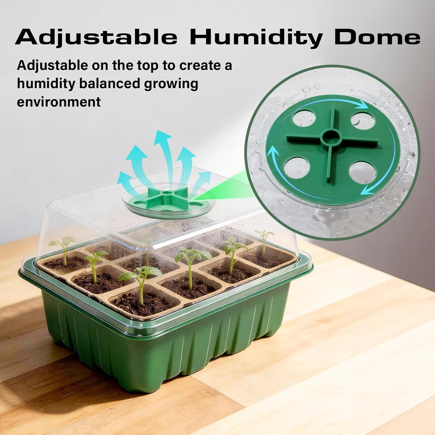 Seed Starter Tray Kit 10 Pack, Seed Starting Trays with Humidity Dome (120 Cells Total), Plant Germination Trays Complete Mini Greenhouse for Seed Growing & Seedlings