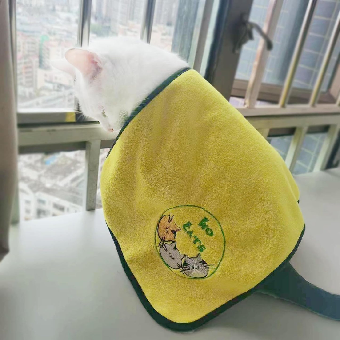 Microfiber Dog Towel- Super Absorbent Fast Drying Towel for Dogs Cats Yellow & Grey (S 11.81 * 23.62 in)