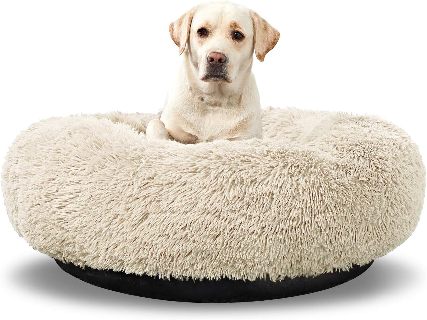 Washable Dog Round Bed - Large Donut Dog Bed, Comfy Calming Cuddler