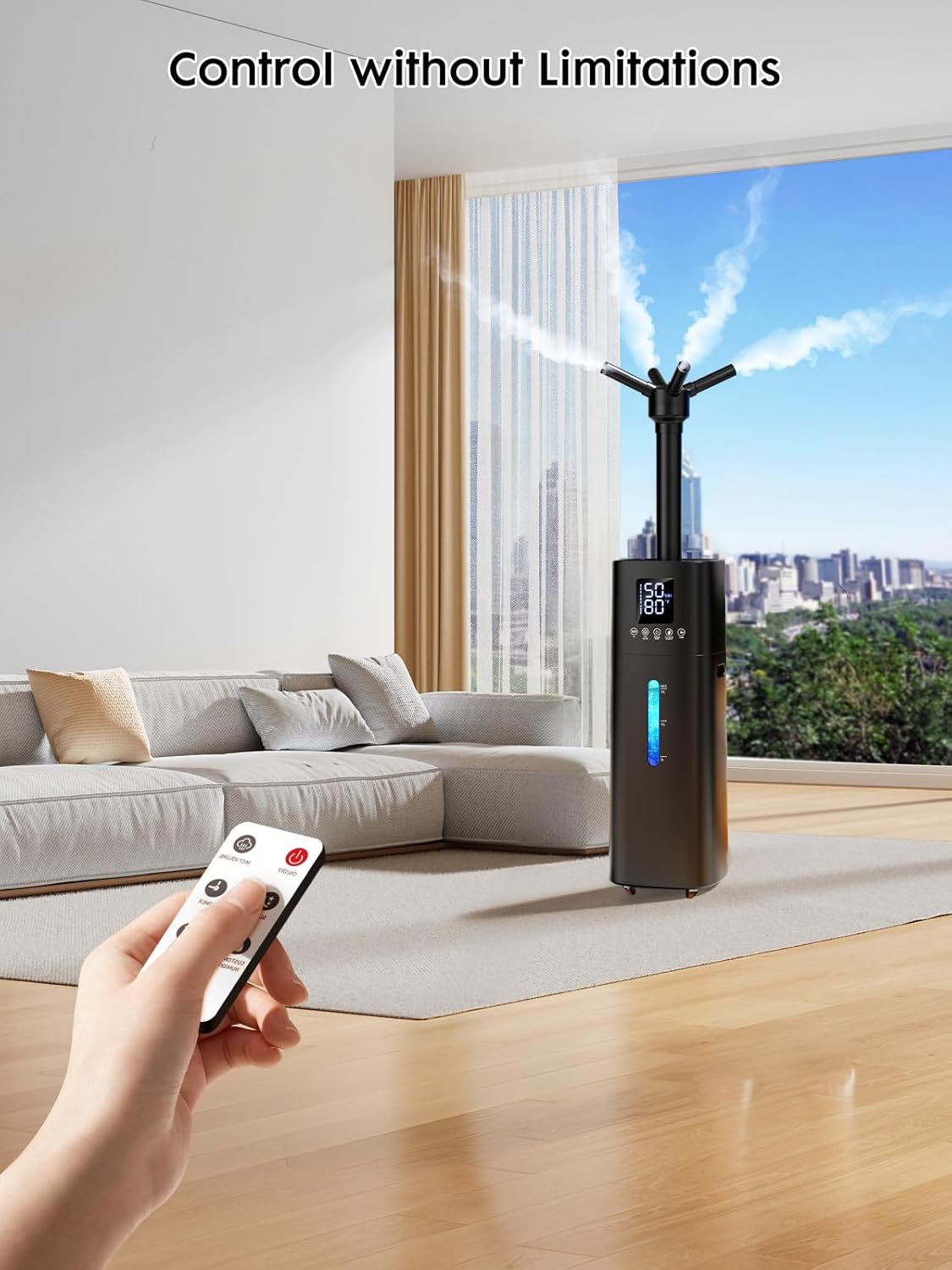 15L/4Gal Humidifier Large Room, 600mL/h Misting, 1200ft² Coverage, Auto Humidity Control, 72H Runtime, Top Fill, Aroma Diffuser, Sleep Mode, 12H Timer, Auto Shutoff Protection