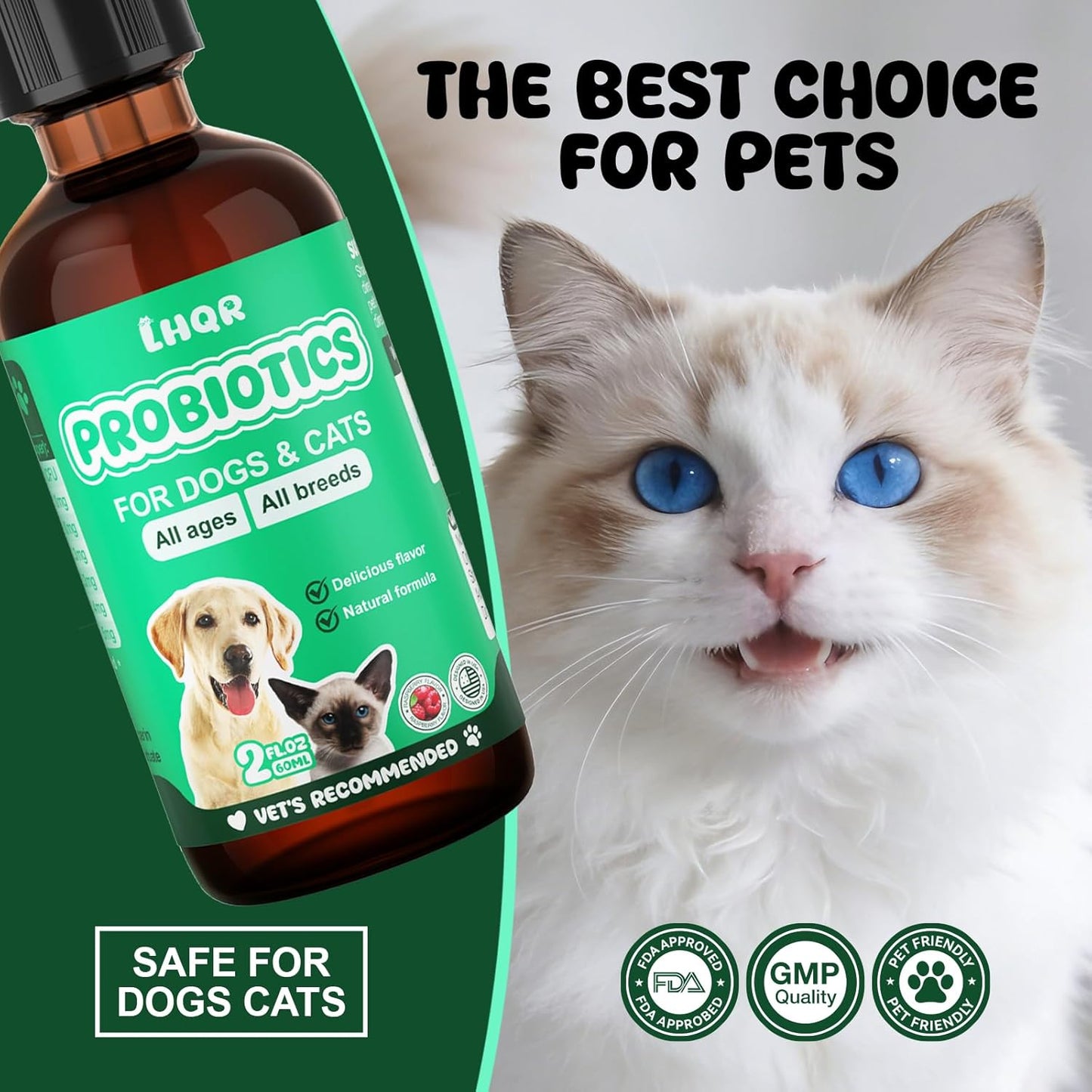 Liquid Probiotics for Dogs & Cats with Prebiotics & Digestive Enzymes - 3-in-1 Formula for Gut Digestive Health & Nutrient Absorption, Supplement Drops - 1.2 Billion CFU - 2 FL Oz