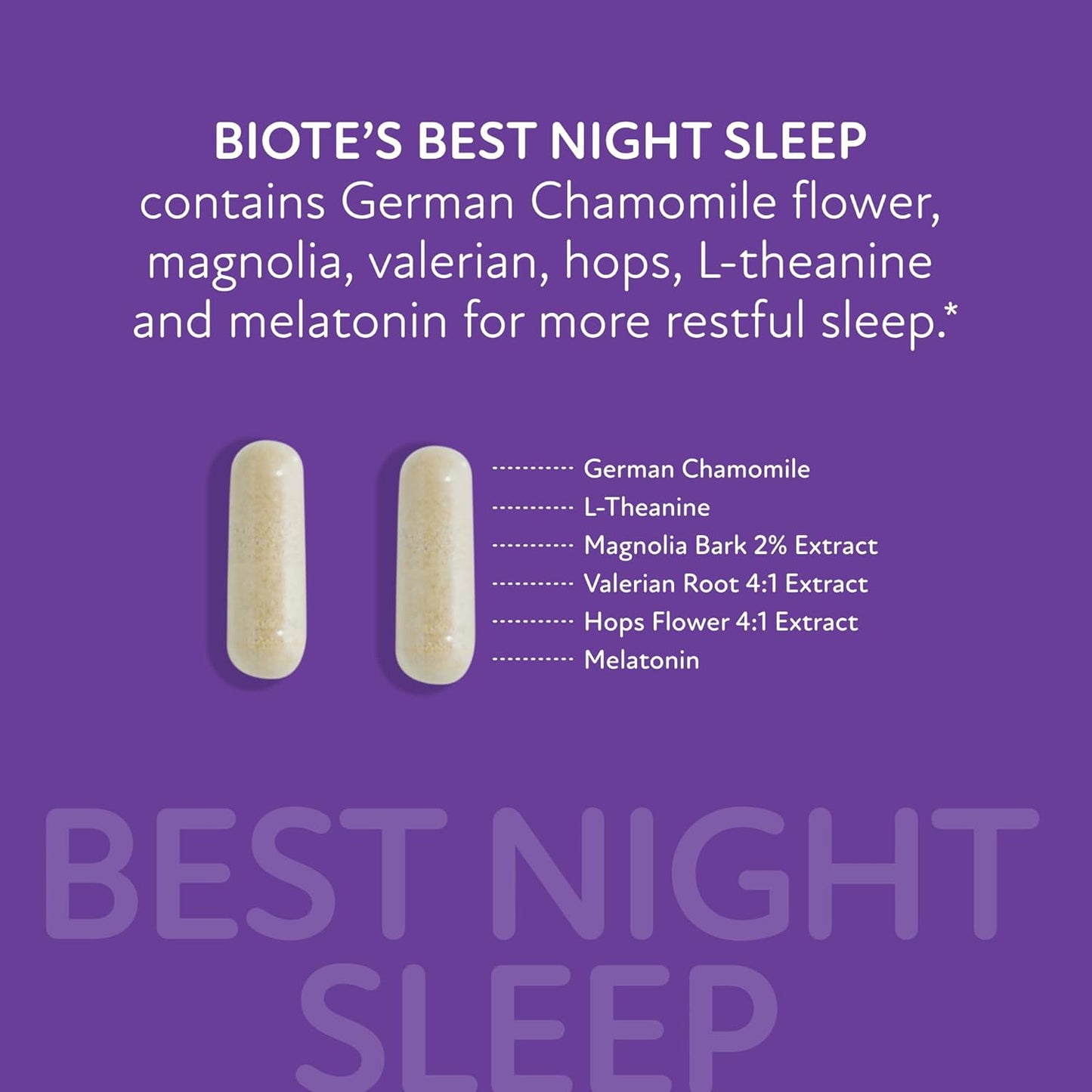 Biote Nutraceuticals - Best Night's Sleep - Restfulness + Awake Refreshed (60 Capsules)