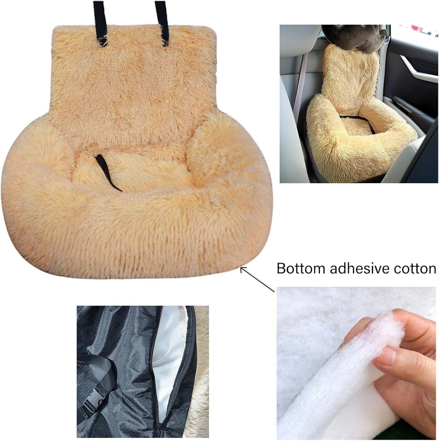 Multipurpose Dog Bed for Car Ride and Home Indoor Warm Pet Cushion Removable Cover Carseat Cushion for Road Trips Use Car Dog Bed for Travel