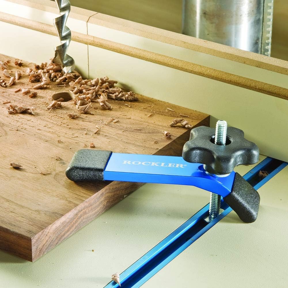 Rockler Hold Down Clamp, (5-1/2''L x 1-1/8'' W) - Drill Press Clamp is for Workbenches, Jigs, or Machine Tables w/T Track Accessories – Clamps Ideal for Soft Woods, Pre-finished Panels, & More
