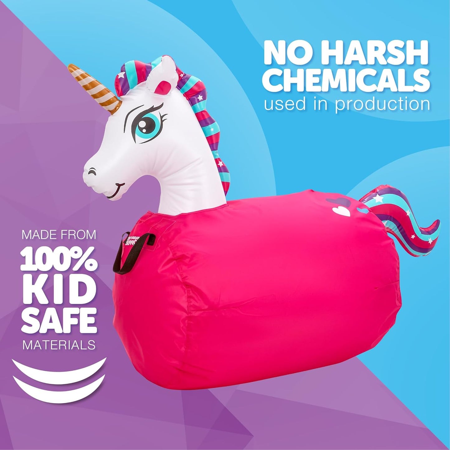 Waddle Large Inflatable Bouncy Hopper - Ride On, Indoor, Outdoor Toys, Bouncy Horse, Toys for Girls and Boys, Durable, Unicorn Toys for Girls, Kids, Adult Toys, Up to 250lbs, Ages 5 and Up (Unicorn)